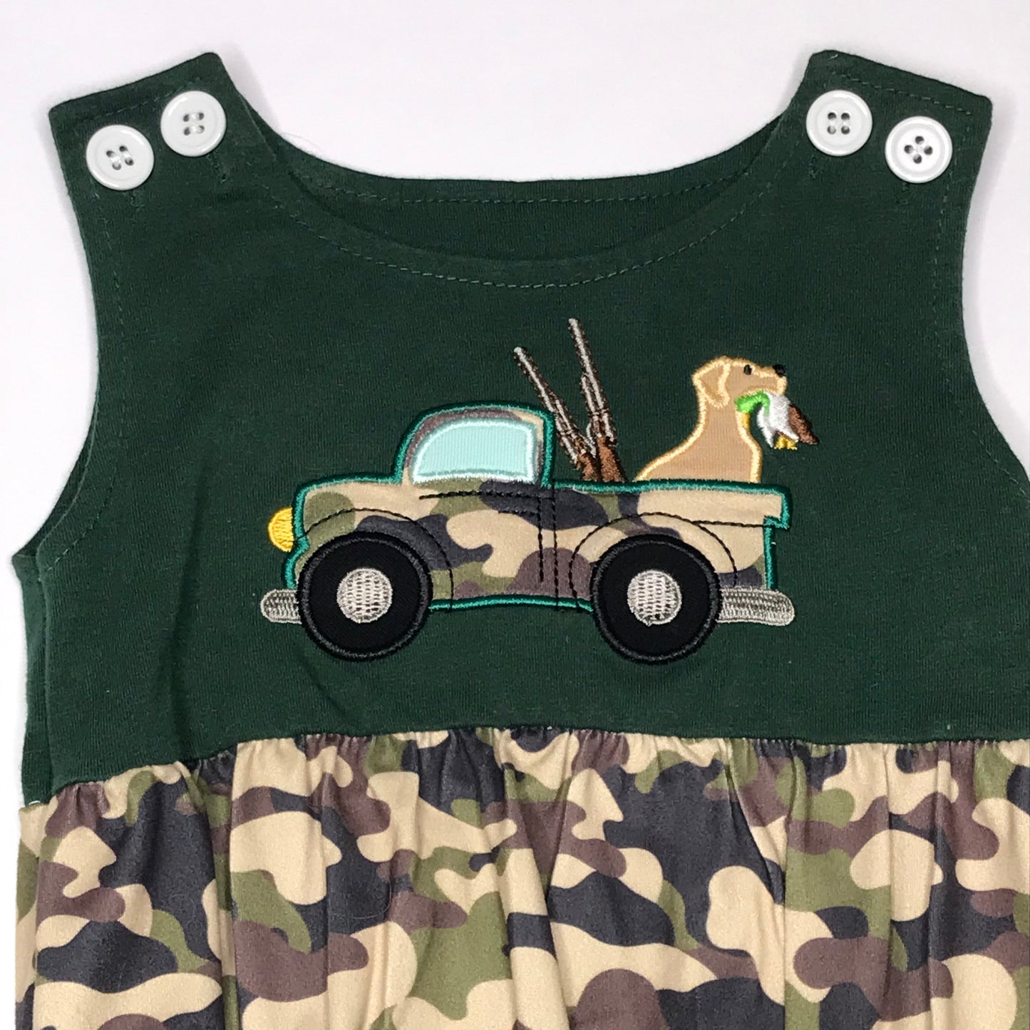 Hunting Dog Appliqué Camo Bubble Baby Boy Size 12-18M