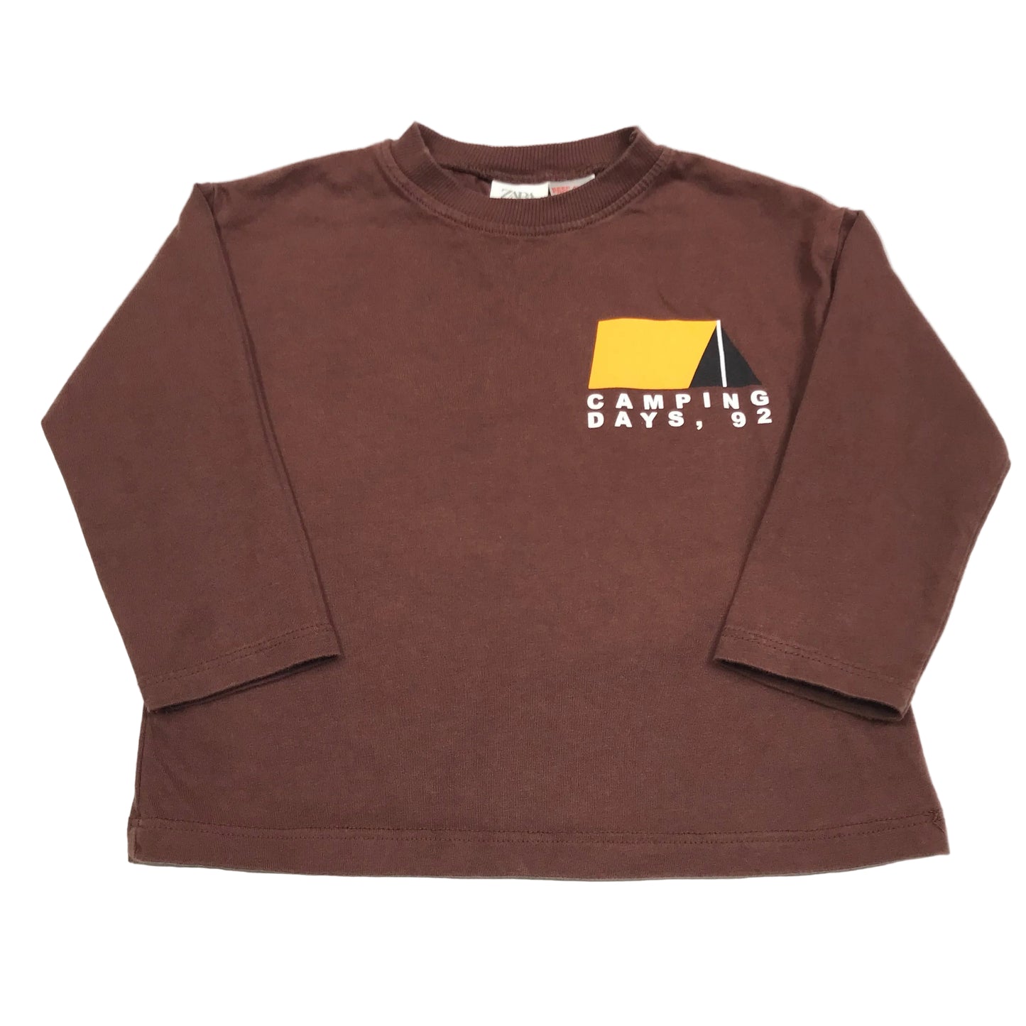 Zara Graphic Tee Long Sleeve Brown Shirt Boys Size 2