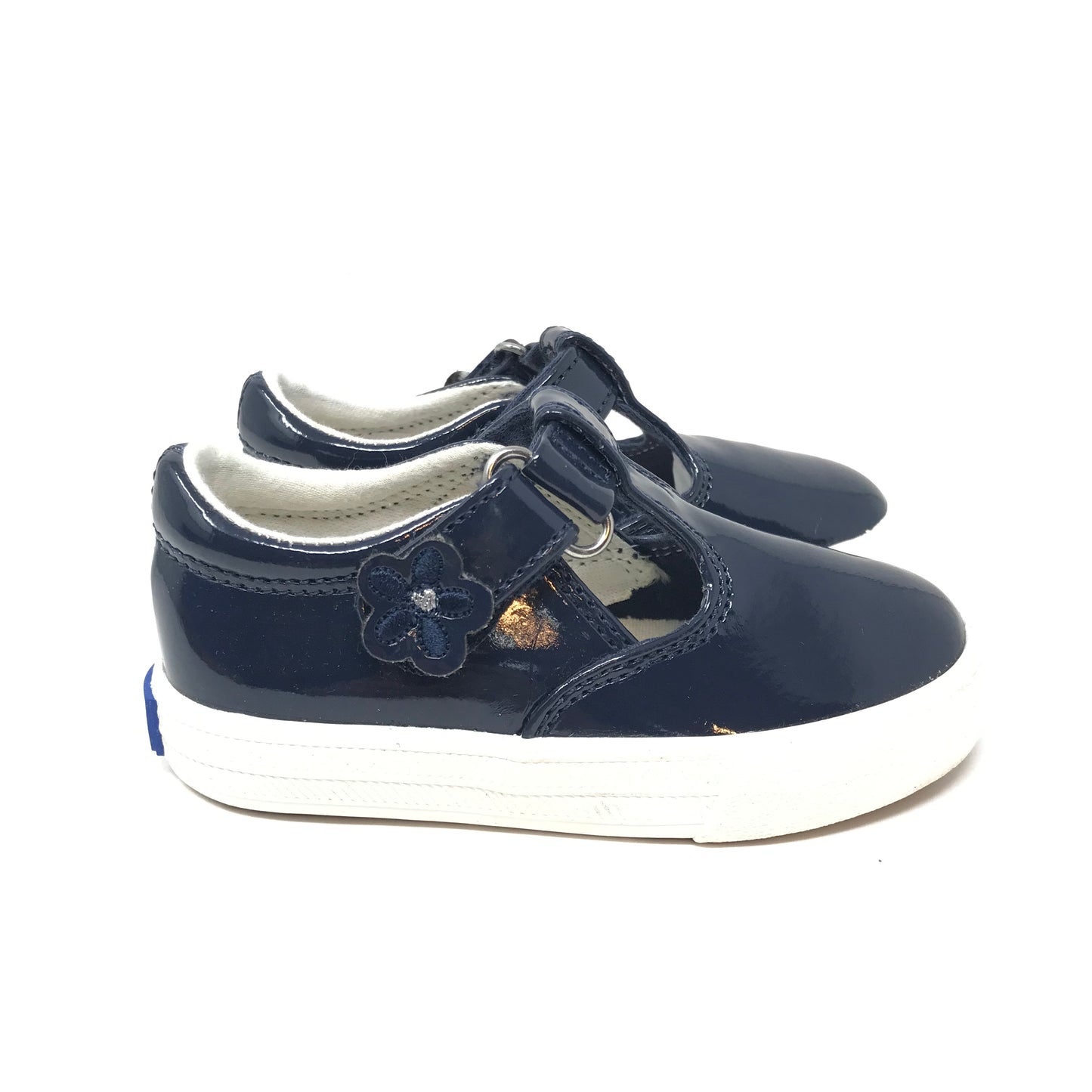 Keds Daphne T-Strap Sneakers Shoes Patent Navy Blue Girls Size 5M