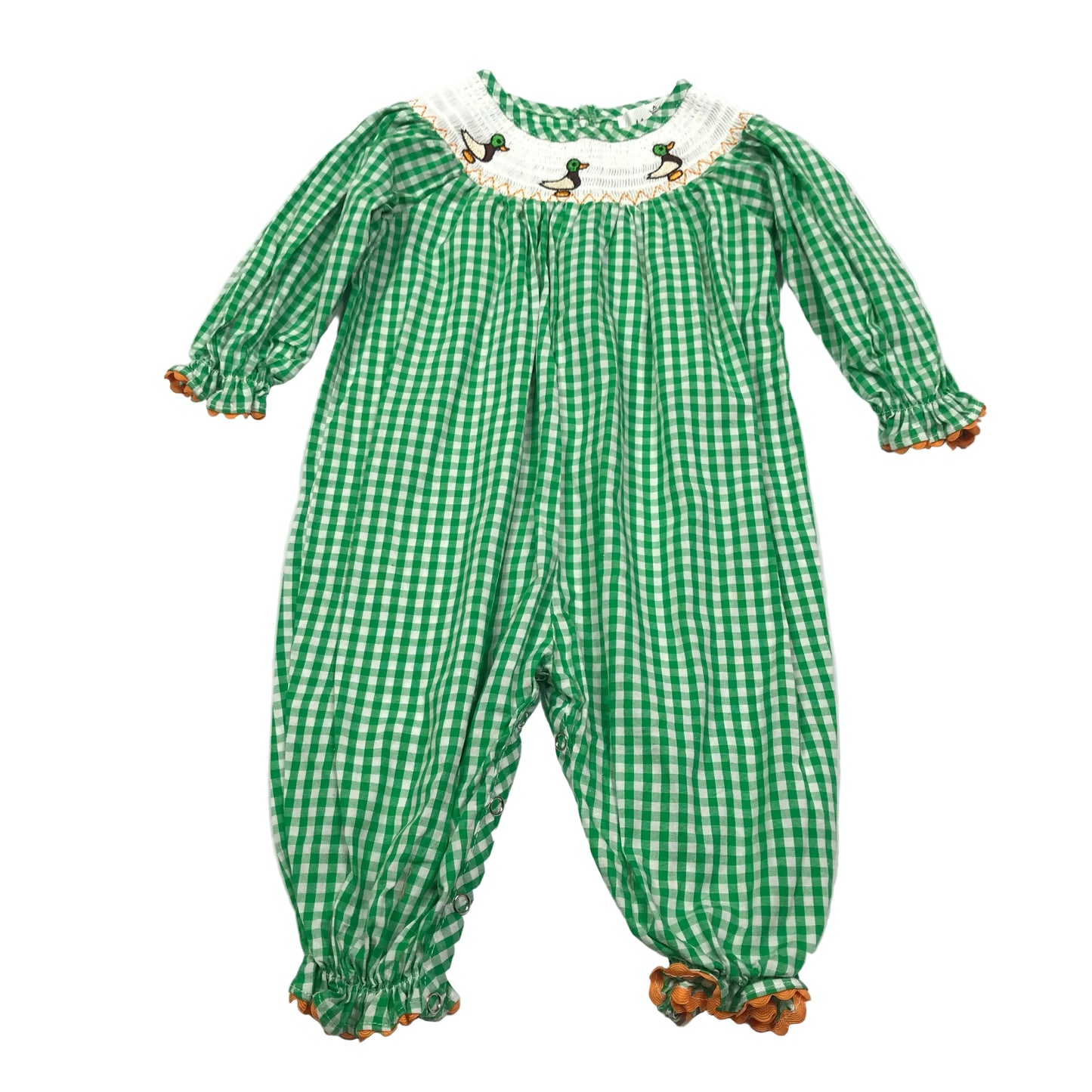 Marie Nicole Smocked Mallard Ducks Romper Girls Size 6-12M