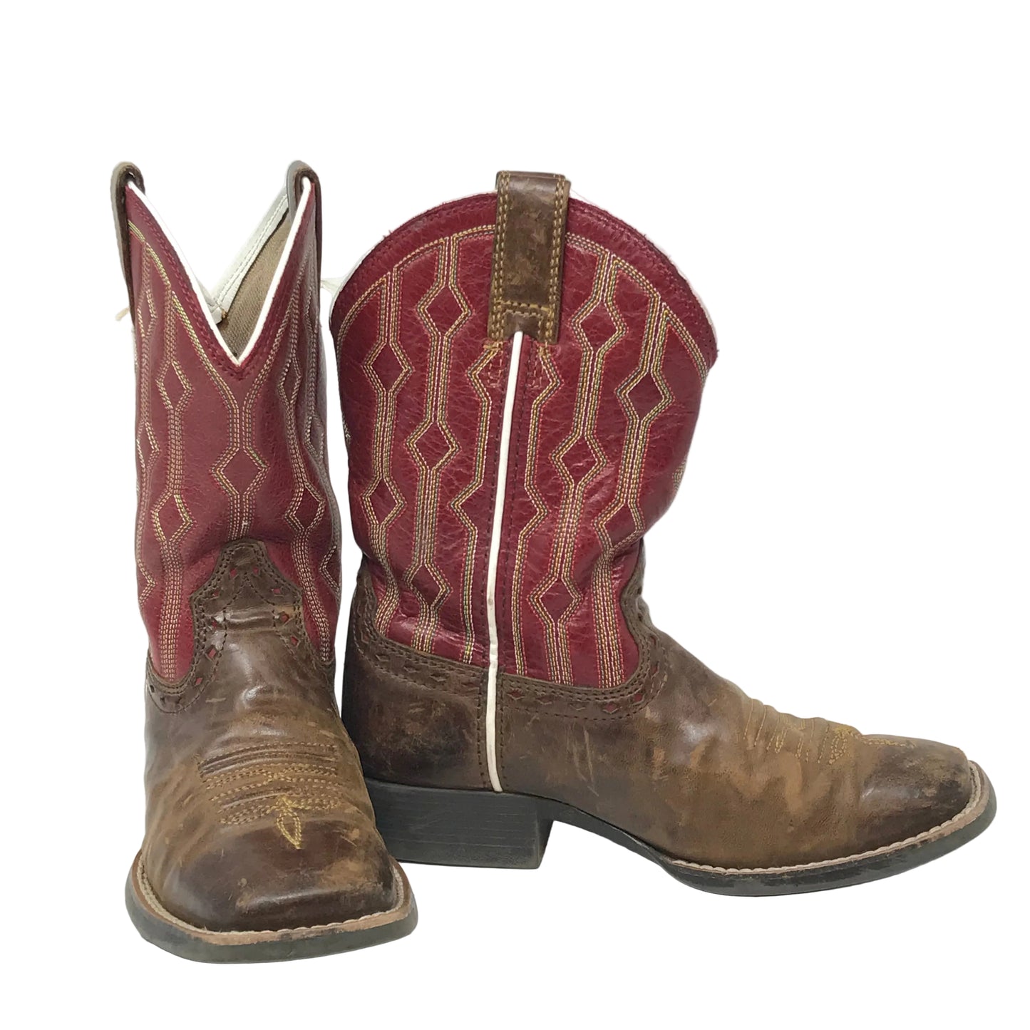 Ariat Kids Live Wire Square Toe Western Boot Red Brown Size 13.5