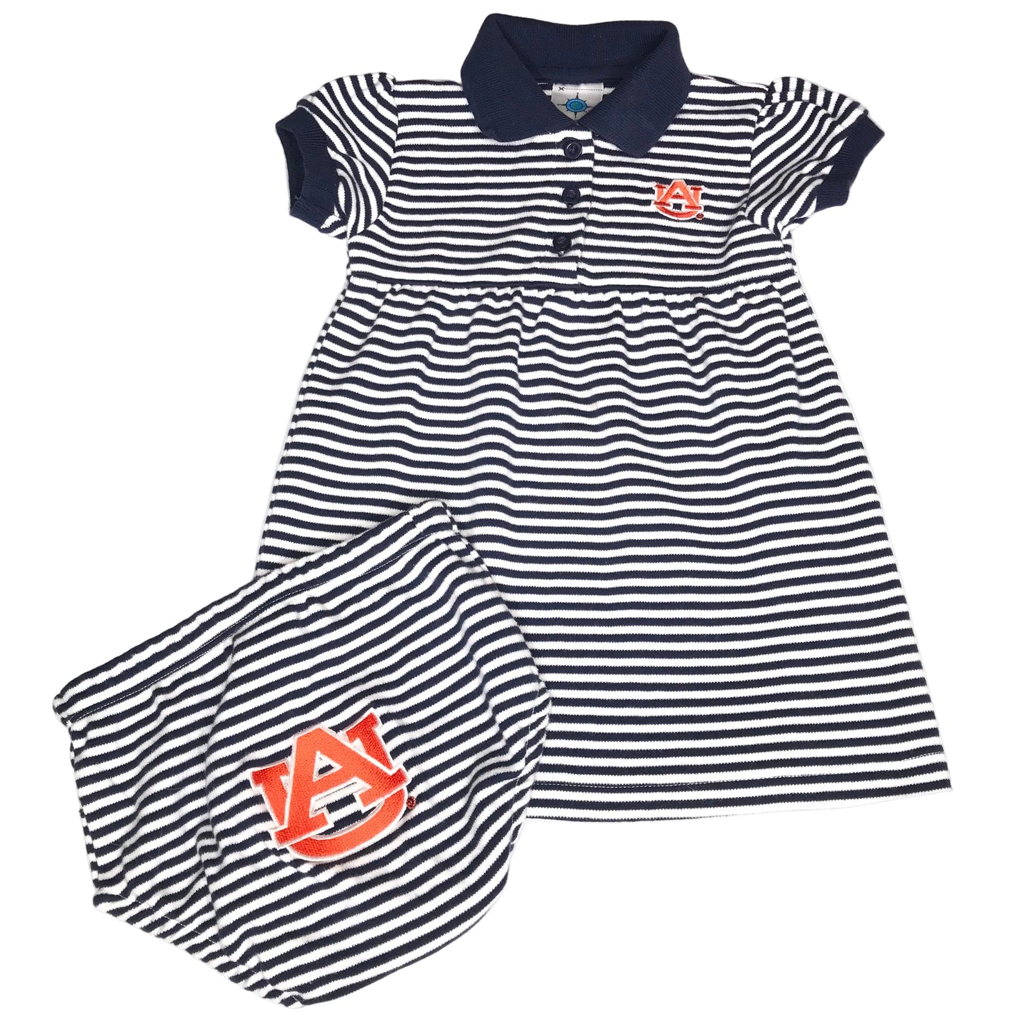 Creative Knitwear Auburn Tiger Striped Polo Dress Girl Size 12M