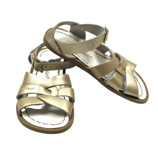 Sun-San Salt Water Original H&L Gold Sandals Shoes Girls Size 10