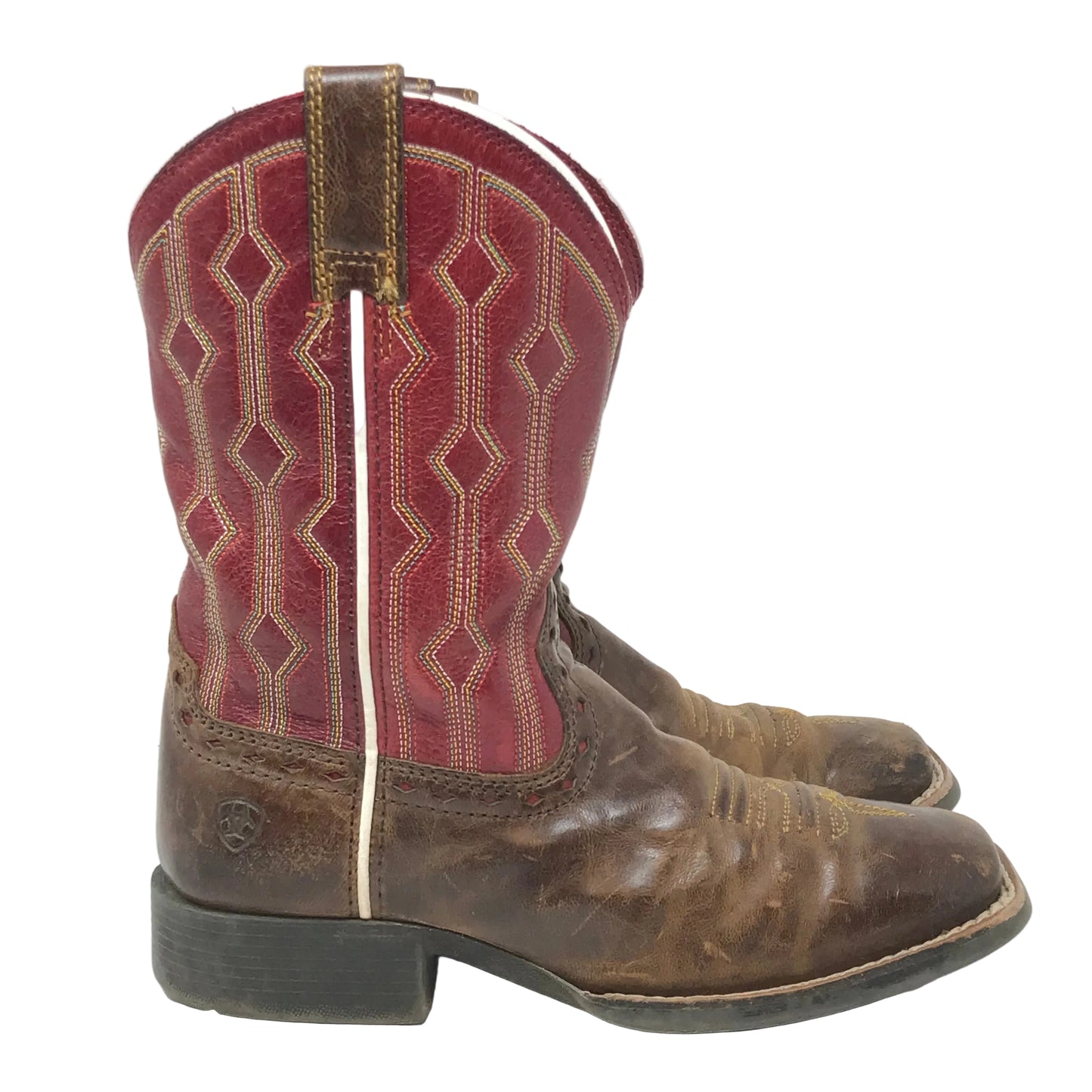 Ariat Kids Live Wire Square Toe Western Boot Red Brown Size 13.5