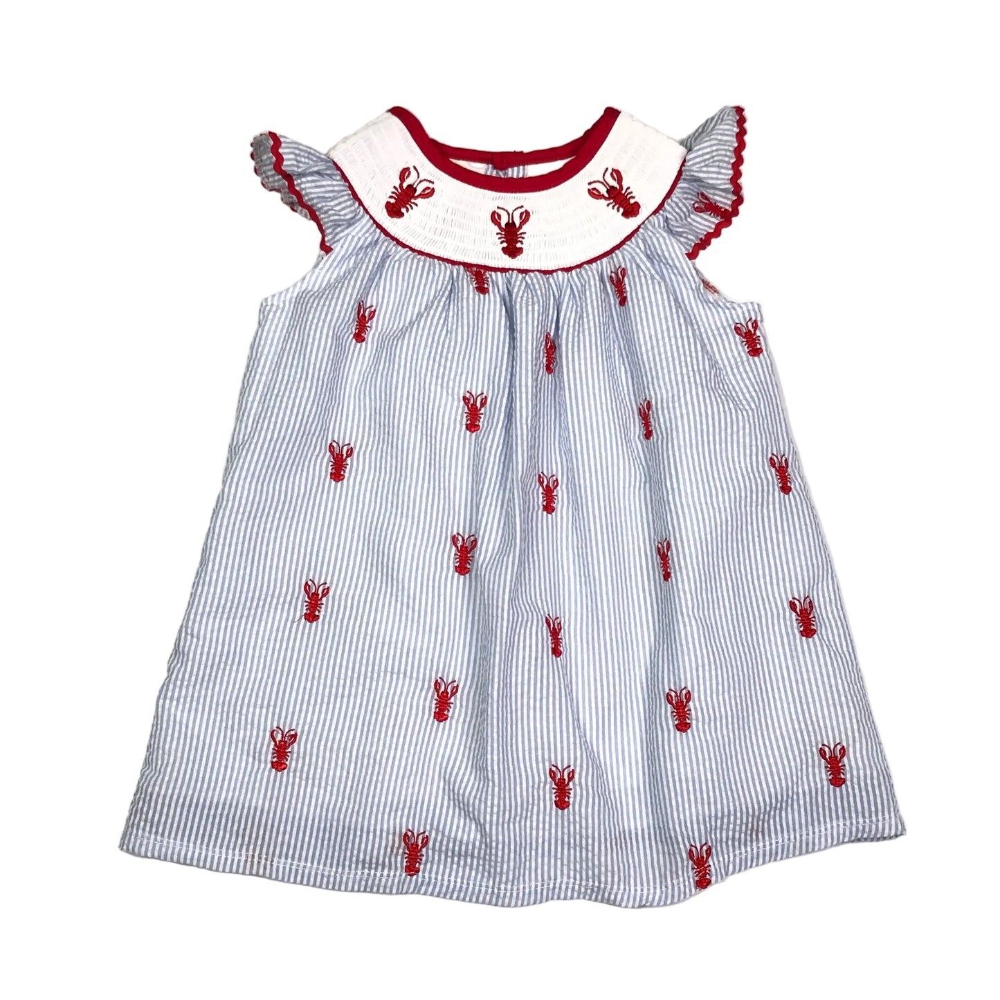 Designs Smocked Dress Seersucker Crawfish Girls 3T NWOT