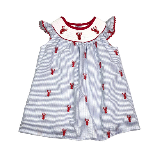 Designs Smocked Dress Seersucker Crawfish Girls 3T NWOT