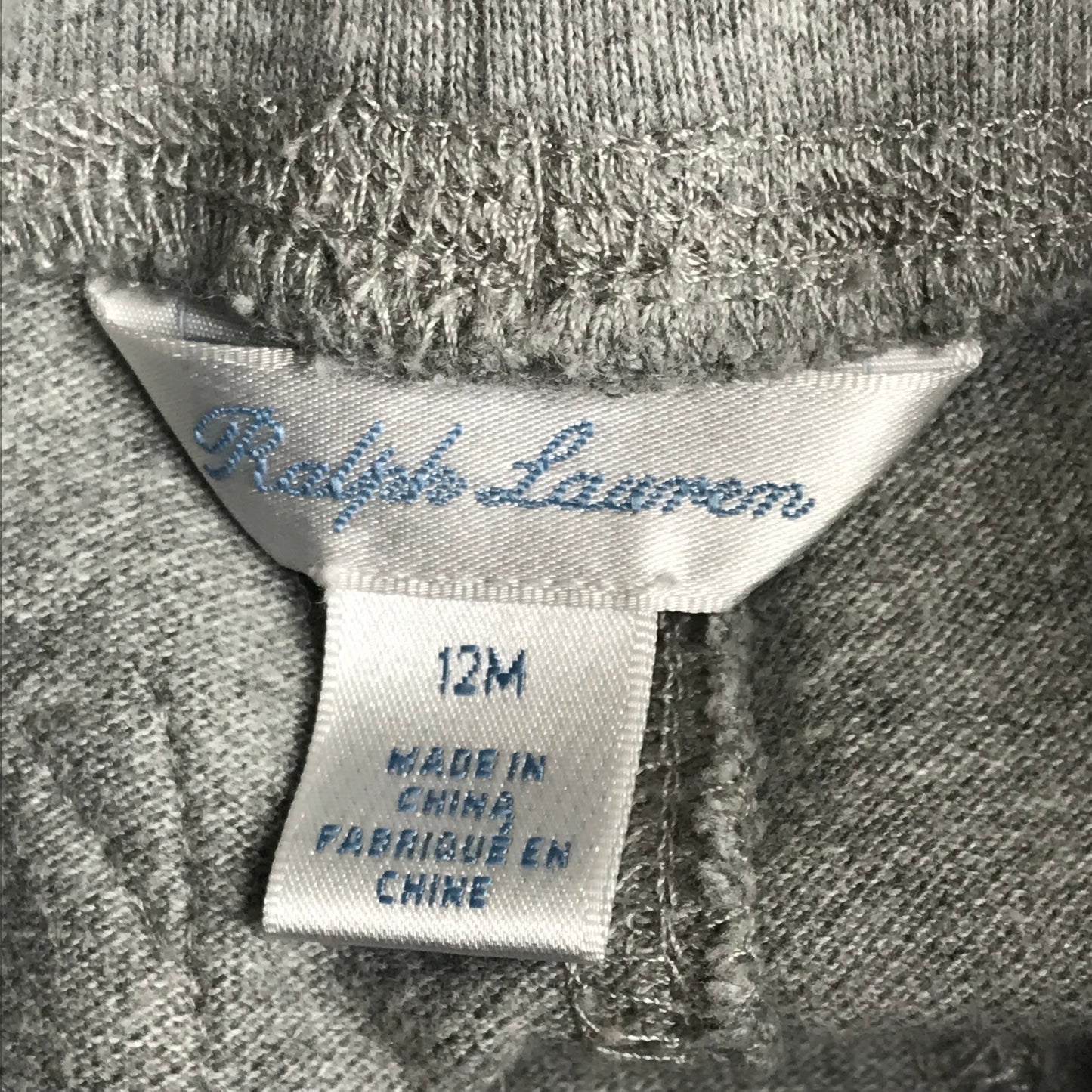 Polo Ralph Lauren Baby Boy Cotton Elastic Waist Shorts Grey Size 12M