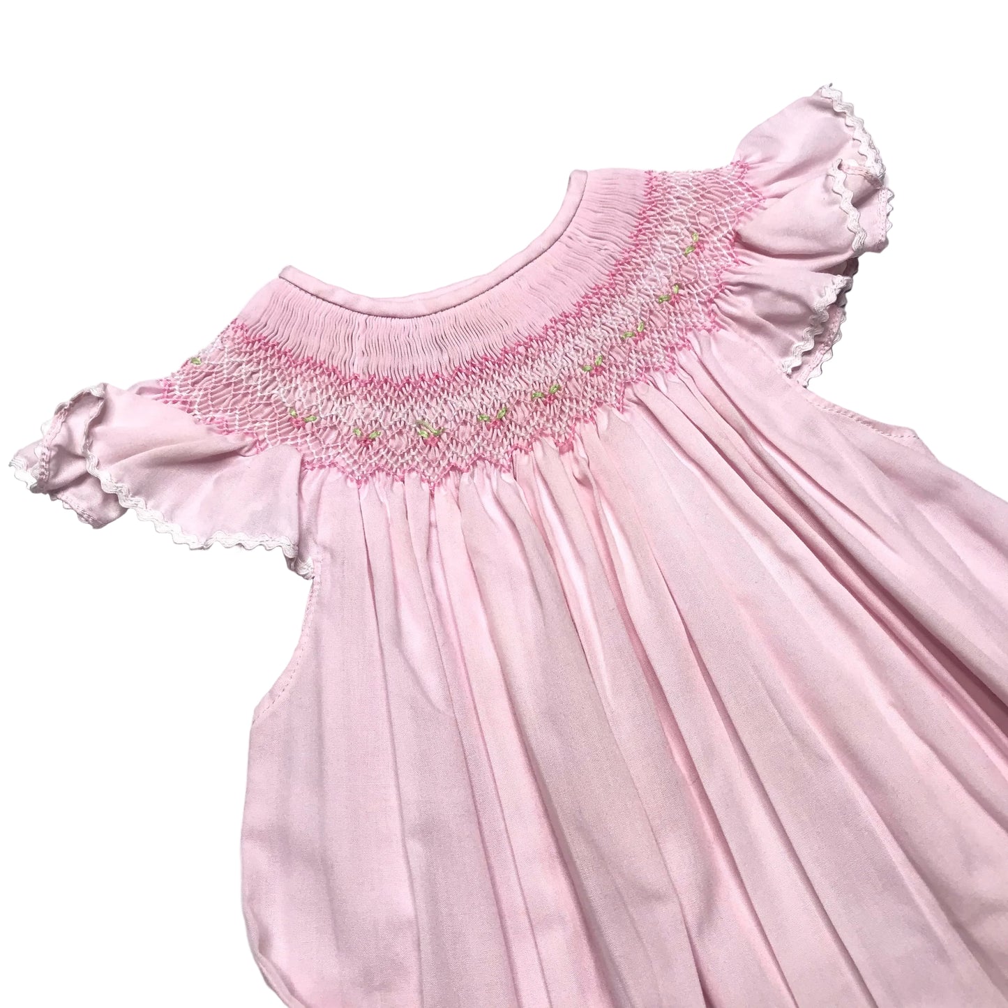 Rosalina Smocked Bishop Dress Pink Poplin Floral Girl Size 2T