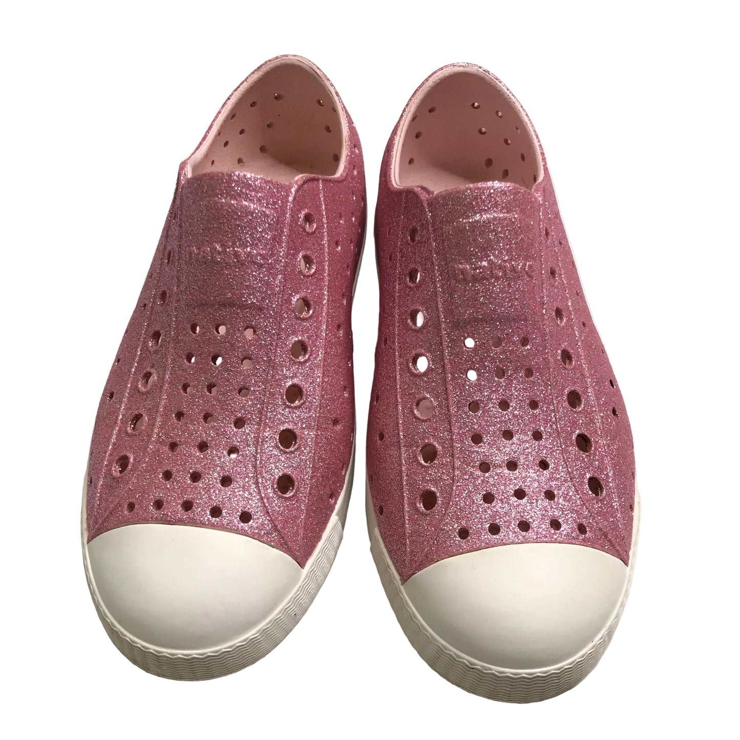 Native Jefferson Slip On Waterproof Sneakers Shoes Pink Glitter Girl Shoes Size J1