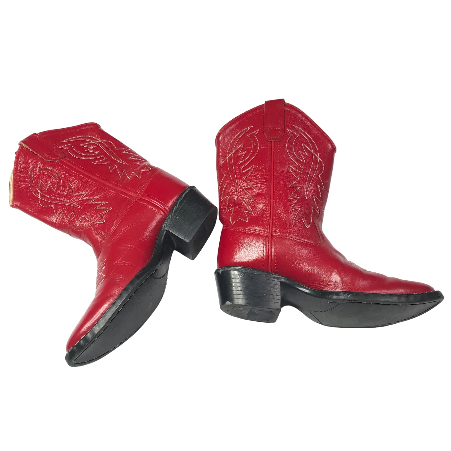 Old West J Toe Western Cowgirl Boots Red Shoes Girls Size 1.5