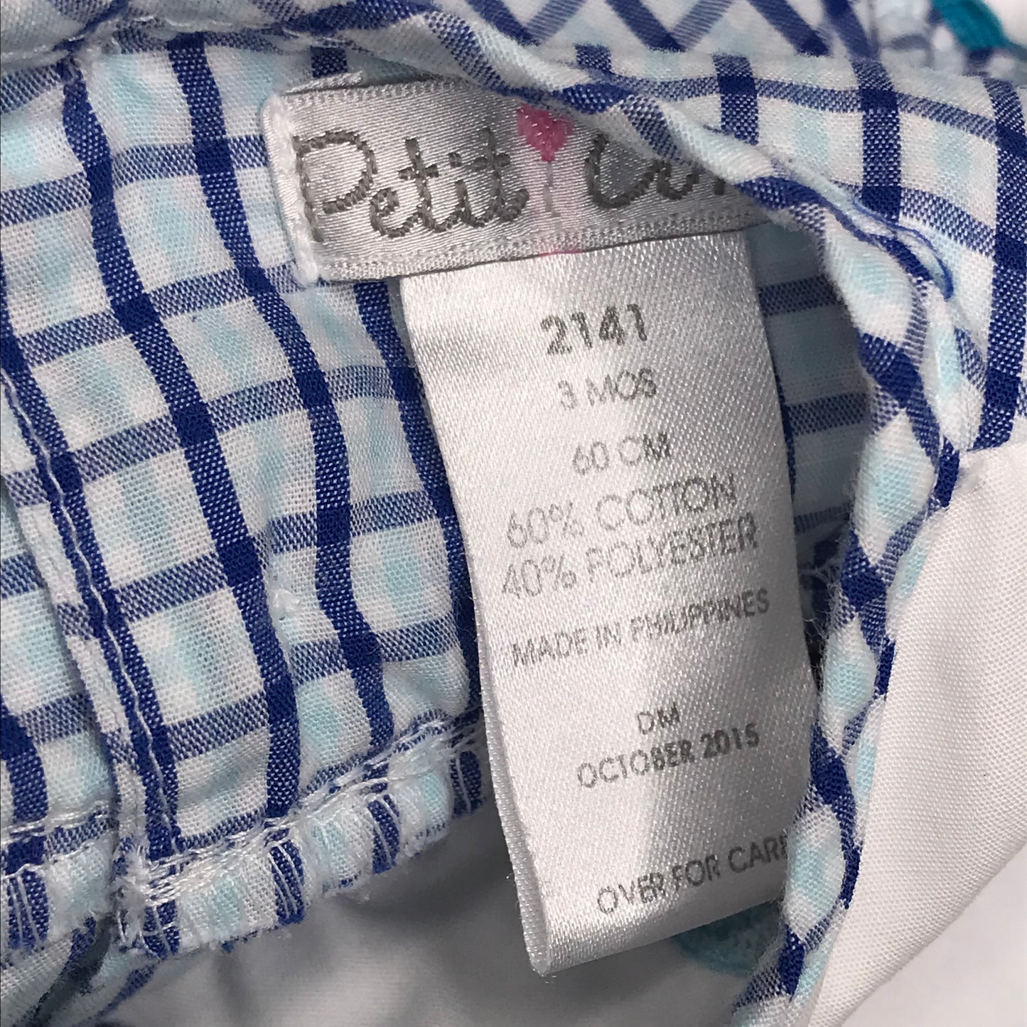 Petit Ami Sailboat Embroidery Plaid Checker Baby Girl Size 3M