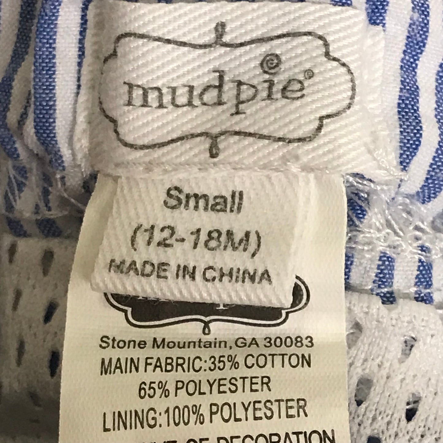 Mudpie Baby Boy Seersucker Whale Shorts Blue White Size 12-18M