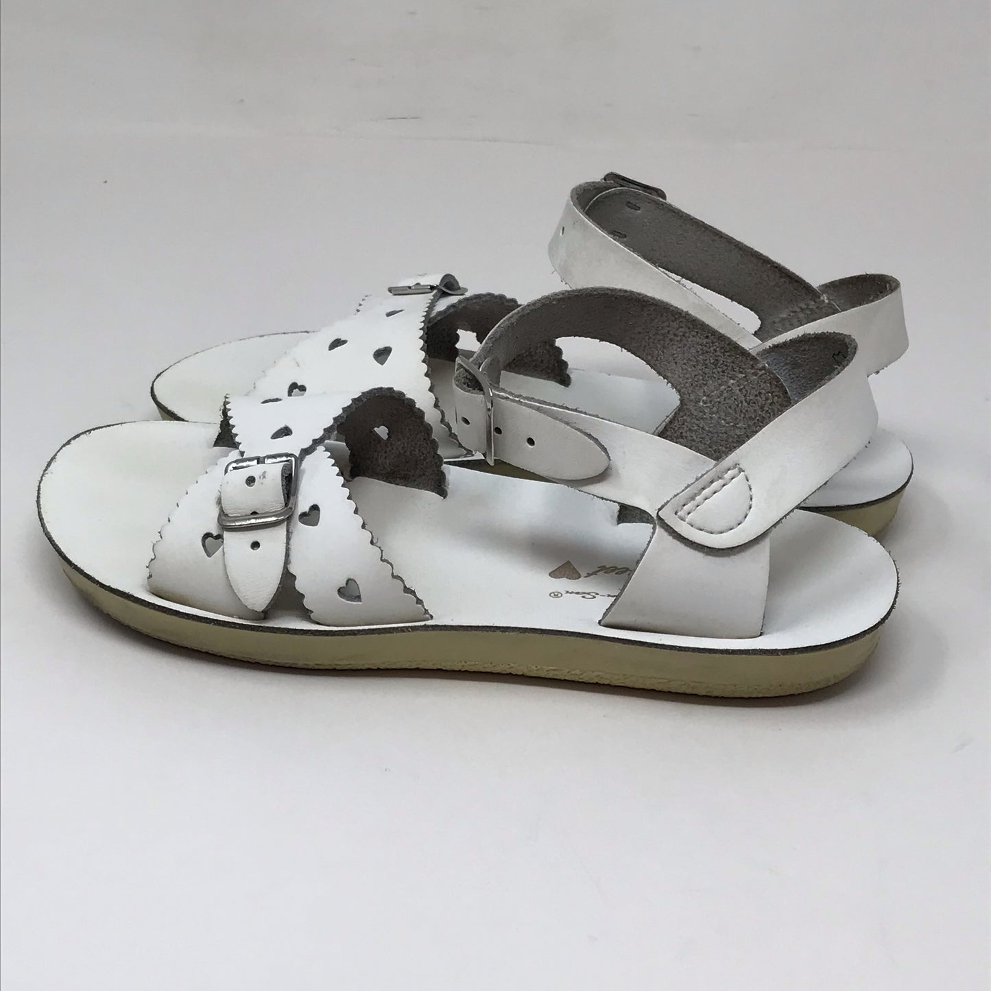 Sun-San Sweetheart White Leather Sandals Girl Size 13