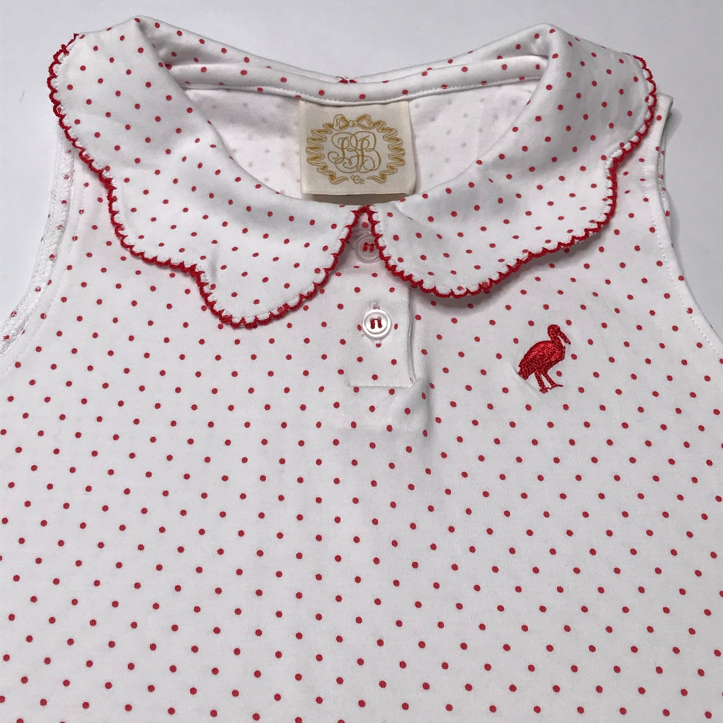 The Beaufort Bonnet Company TBBC Paige’s Playful Polo Micro Dots White Red Girl Size 6T