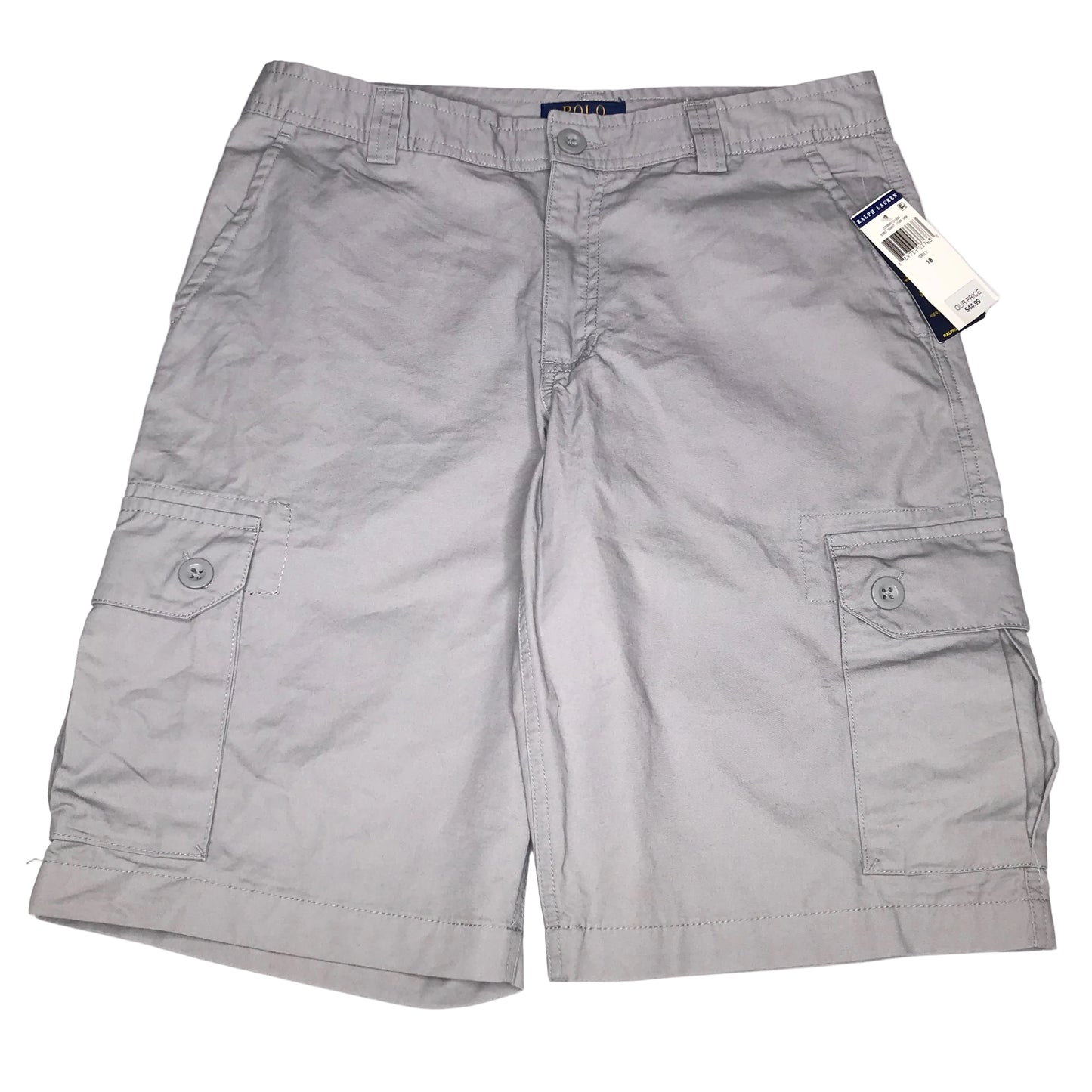 NWT Polo Ralph Lauren Boy Stretch Twill Cargo Shorts Grey Size 18