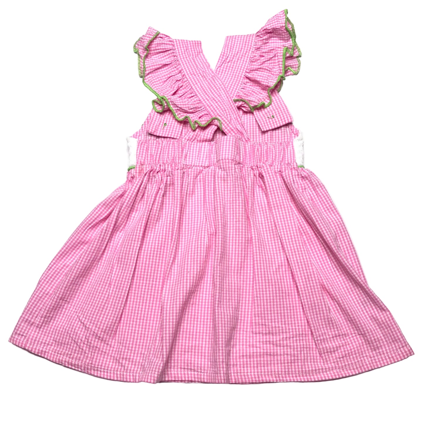 Marie Nicole Smocked Gingham Llamas Pink White Dress Size 12-18M