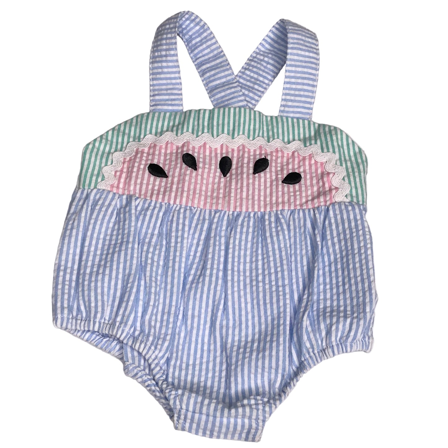 Starting Out Seersucker Striped Bubble Romper Baby Girl Size NB
