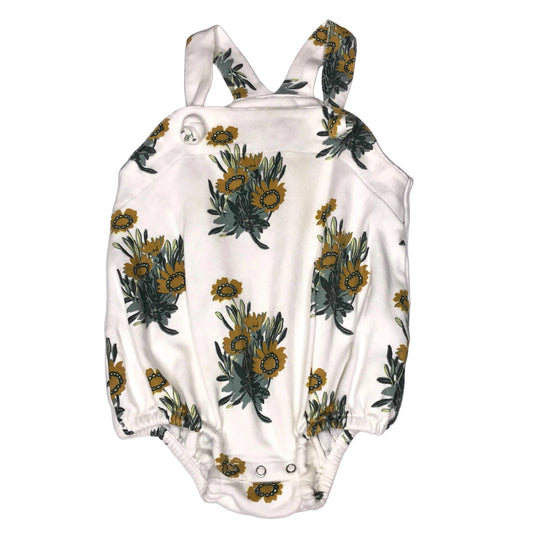 Kate Quinn Floral Calendula Organic Cotton Country Bubble Romper Girl Size 18-24M