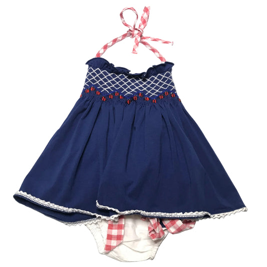 Purple Smocks Smock Diaper Set Red White Blue Baby Girl Size 12M