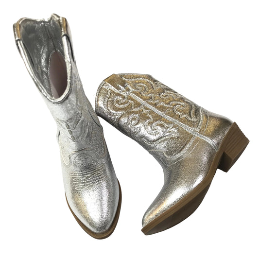 Tucker + Tate Western Cowgirl Boots Silver Shoes Girls Size 11M