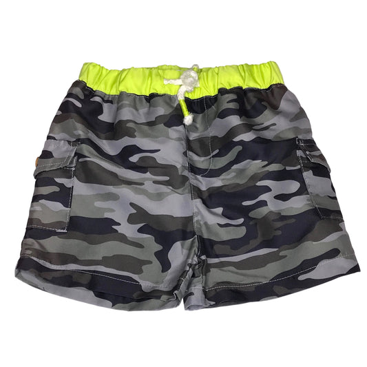 Mudpie Baby Boy Camo Swim Trunks Shorts Black Grey Size 12-18M