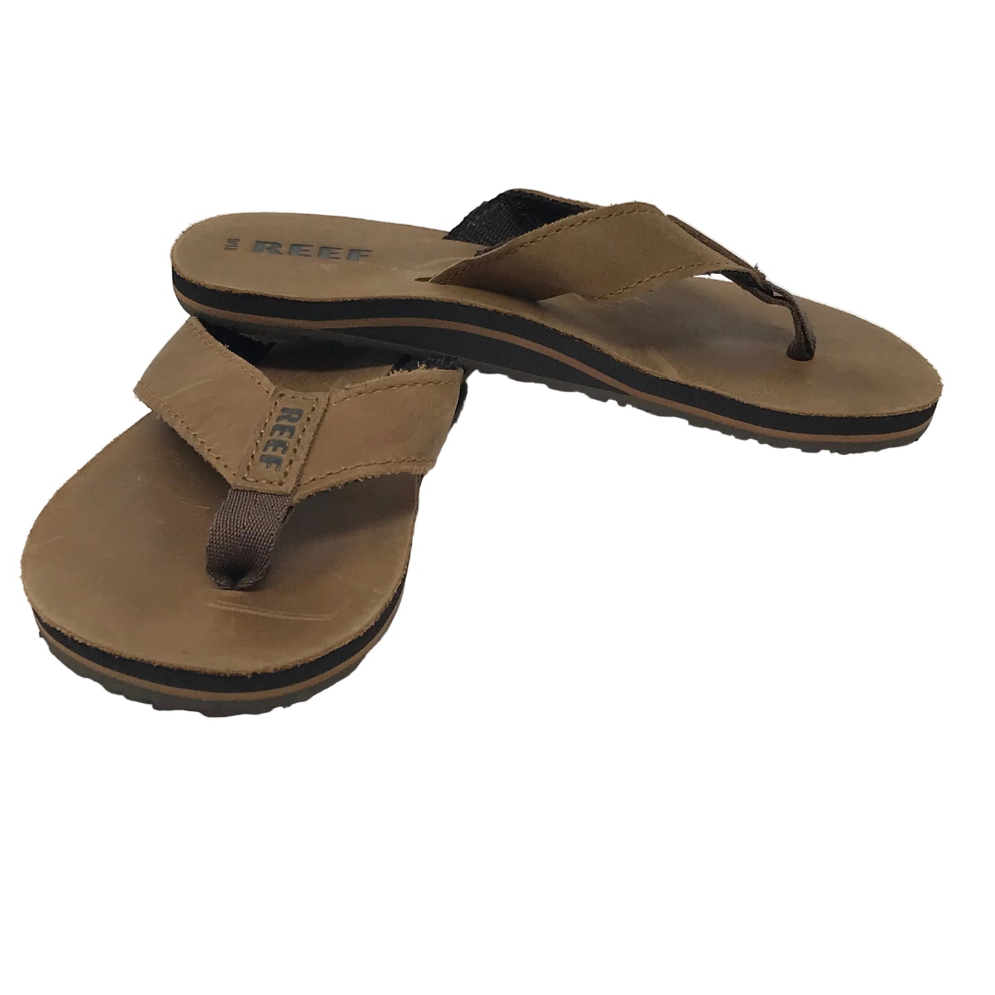 Reef Smoothy Leather Flip Flops Boys Size 9/10