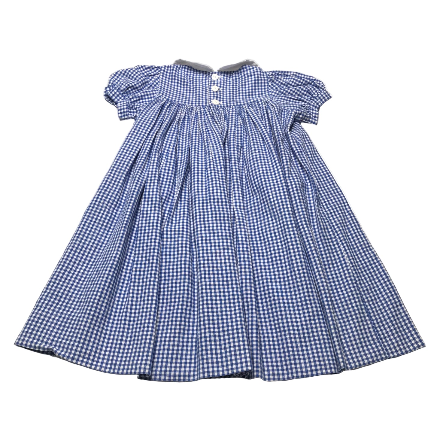 Baby Bloomers Handmade Gingham Peter Pan Collar Blue White Dress Size 3T