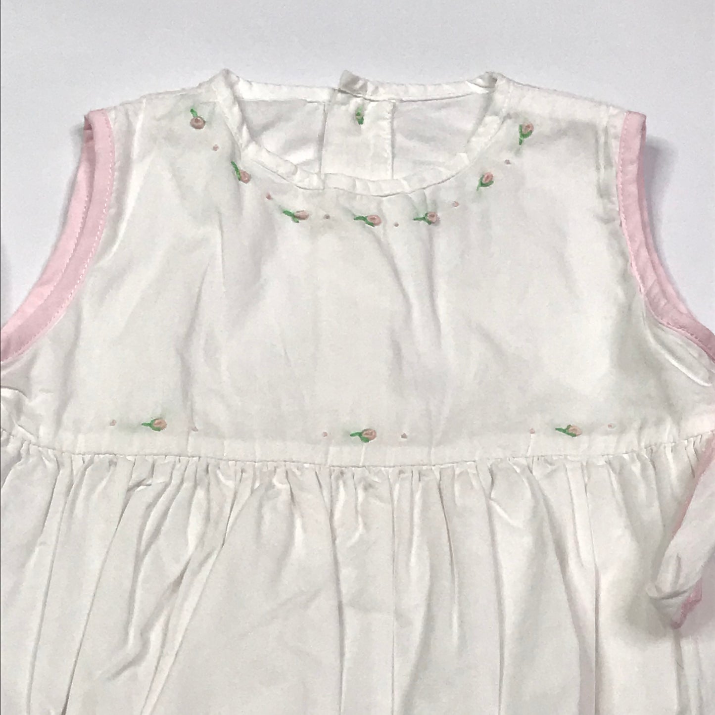 The Proper Peony Bubble Romper Pink Trim Floral Girls Size 6M