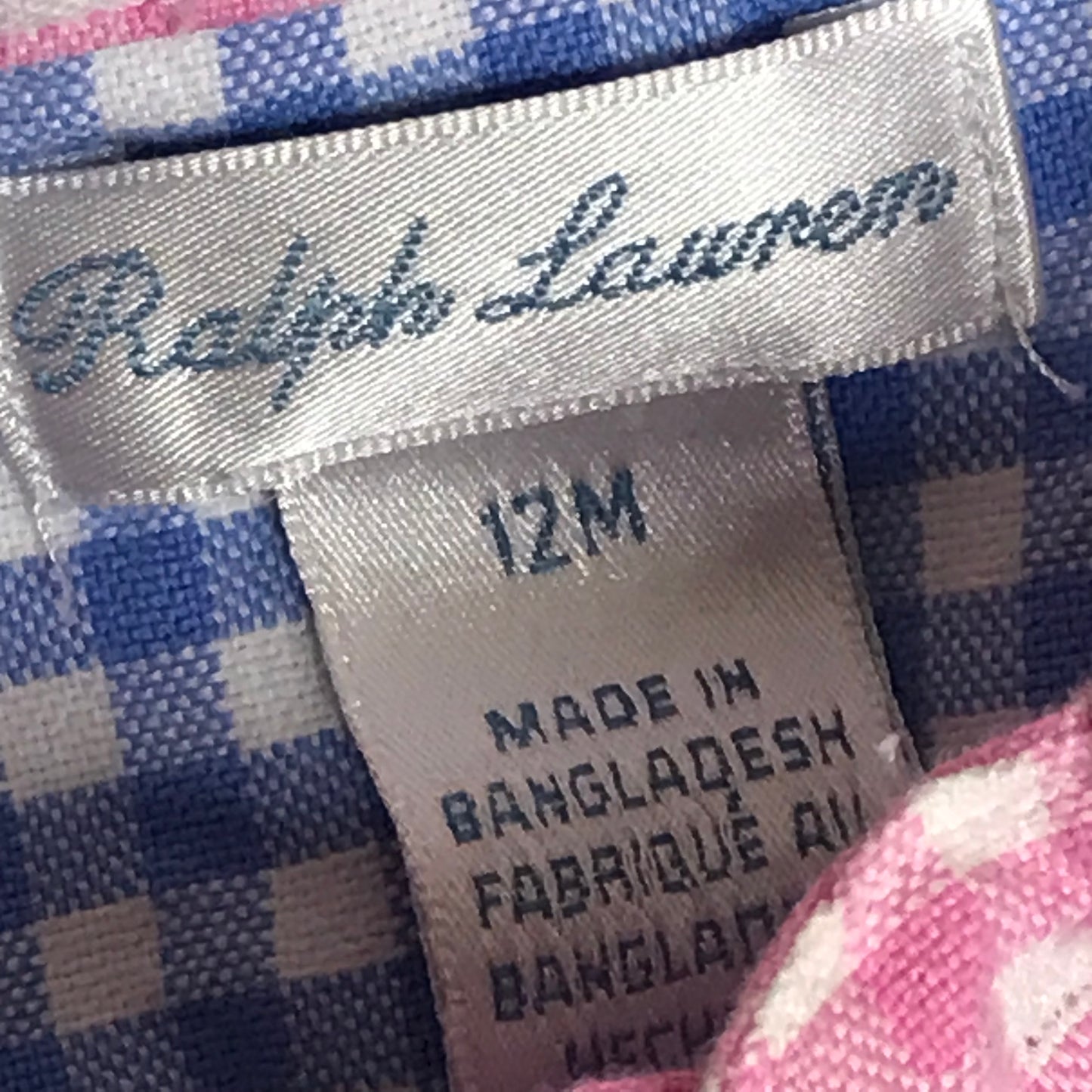 Polo Ralph Lauren Baby Boys Gingham Oxford Shortall Size 12M
