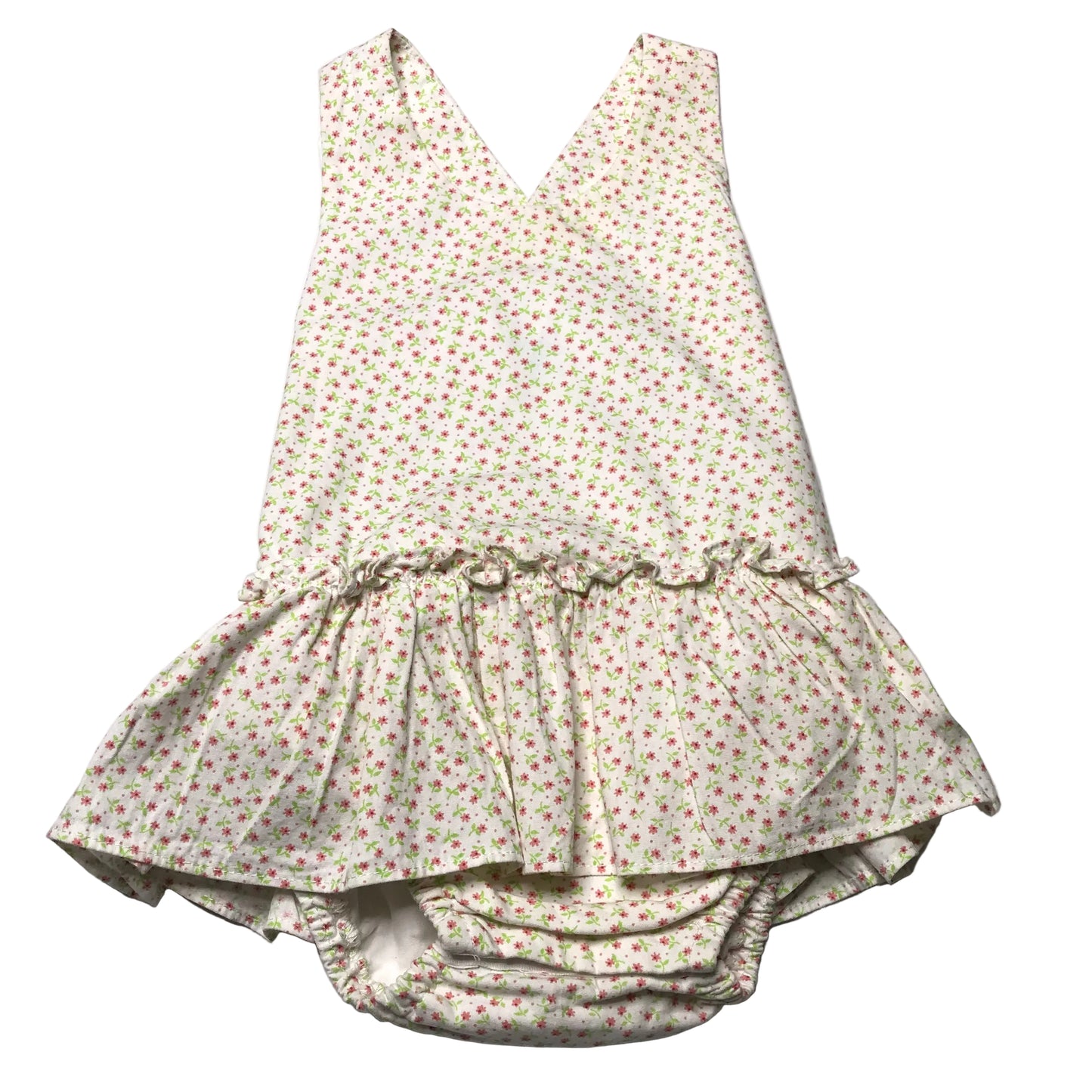 Lime Green Floral Bubble One Piece White Pink Girl Size 2T