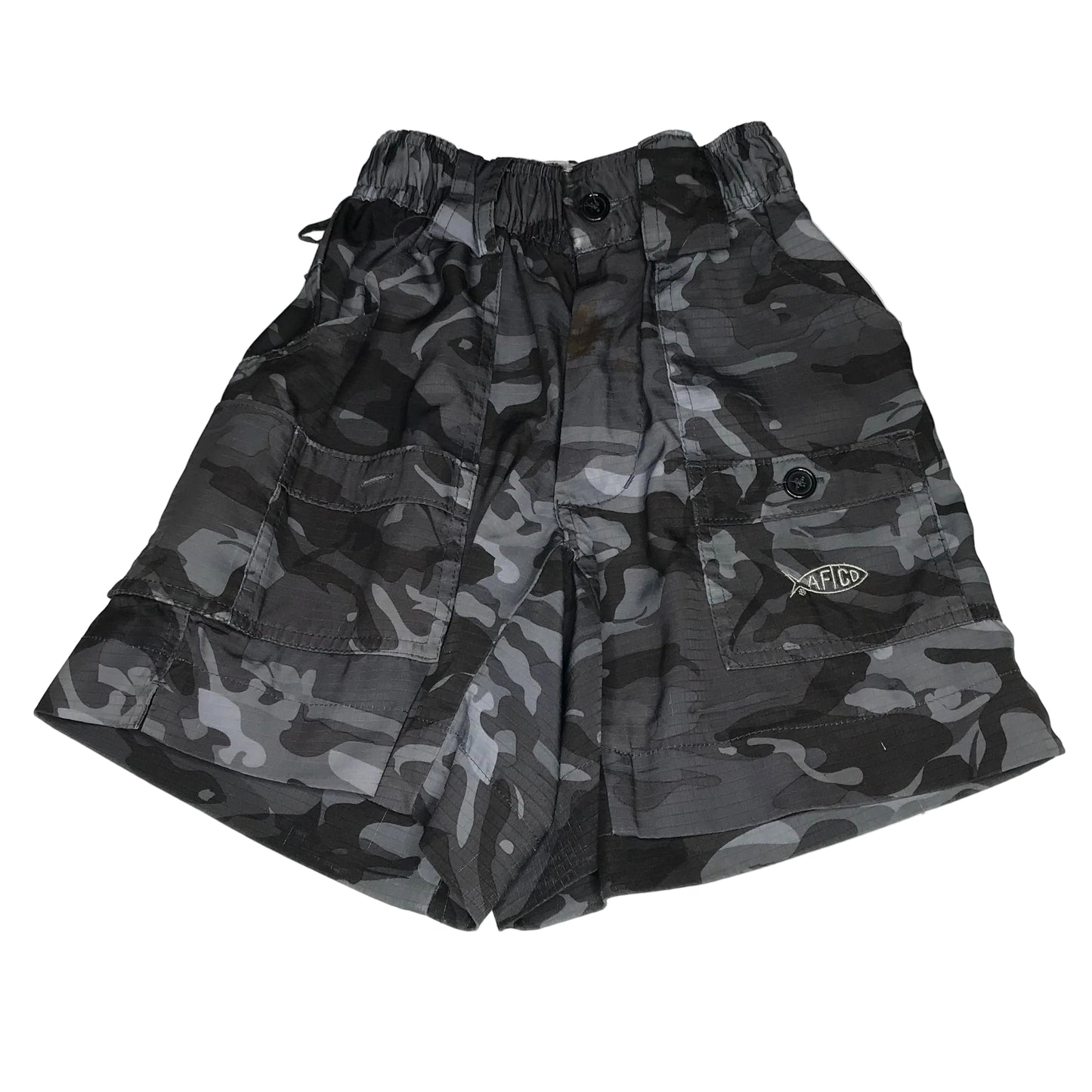Aftco Boys The Original Fishing Shorts Black Camo Size 22 (XS 6-7)