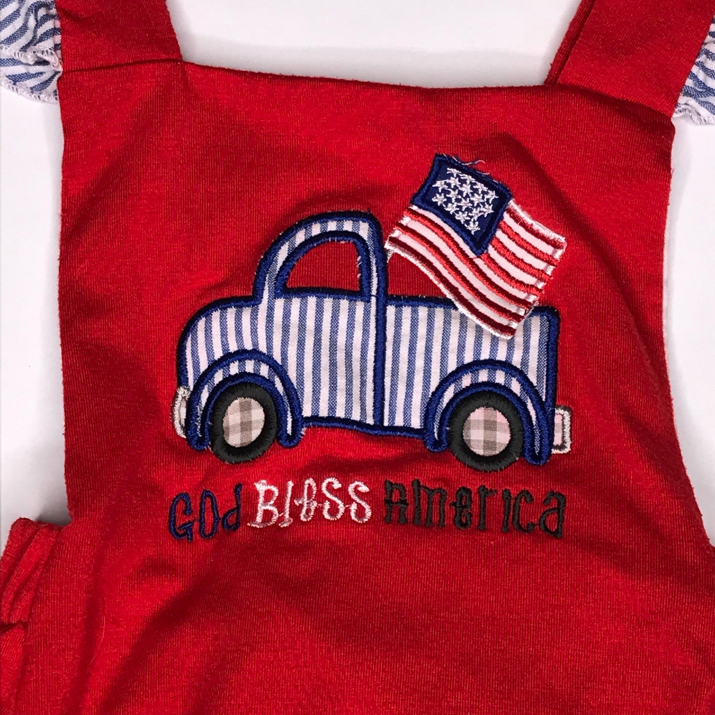 Little Lovely Patriotic God Bless America Bubble Romper Baby Girl Size 9M