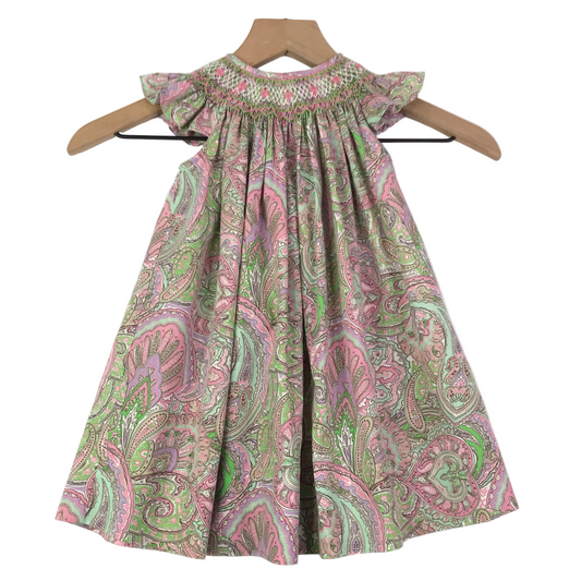 Bow Peep Paisley Smocked Dress Girls Size 18M Multicolored