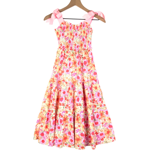 Rare Editions Floral Bow Shoulder Maxi Dress Girls Size 7 Multicolored