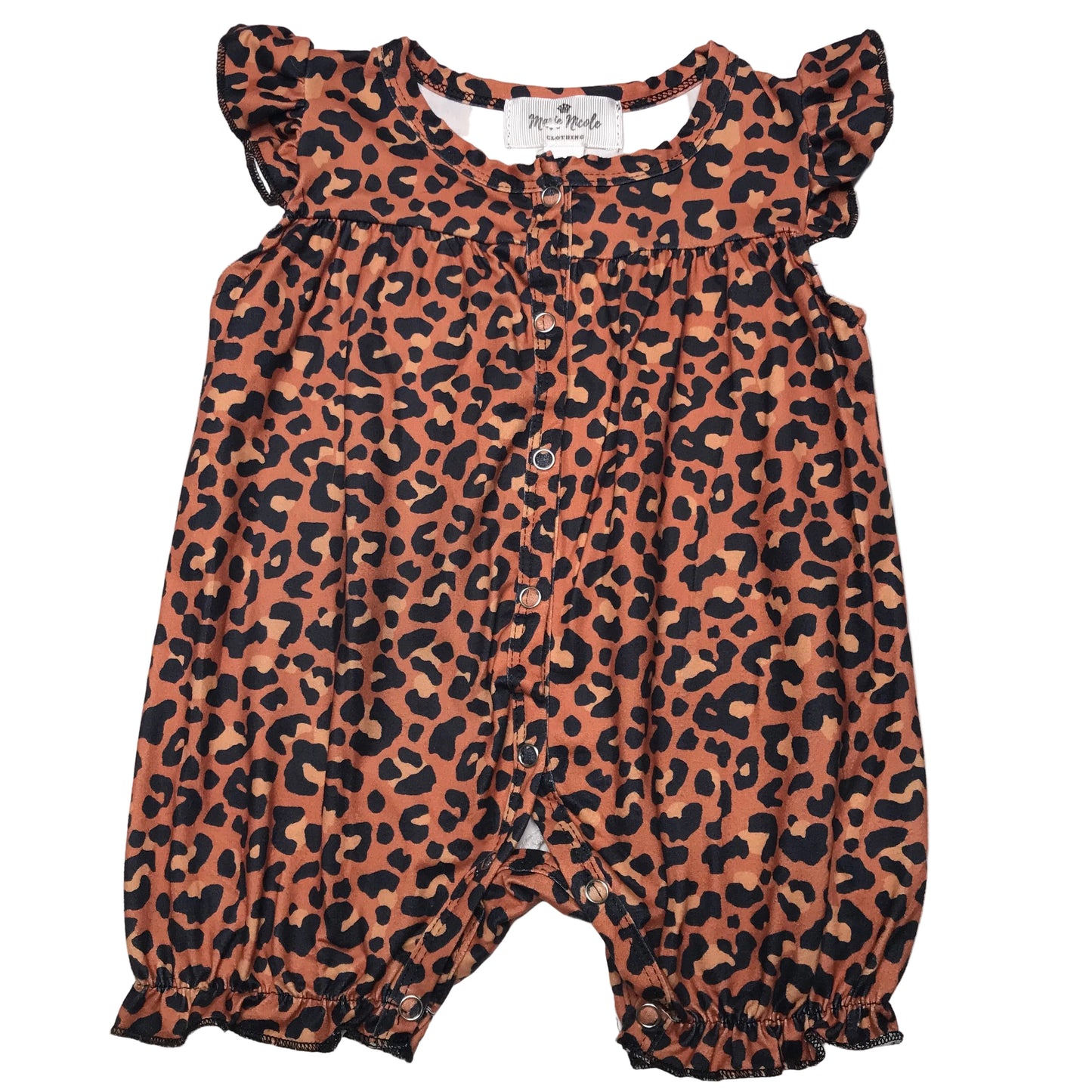 Marie Nicole Bubble Romper Leopard Print Girls Size 3-6M