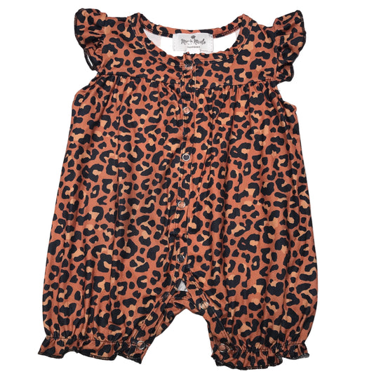 Marie Nicole Bubble Romper Leopard Print Girls Size 3-6M