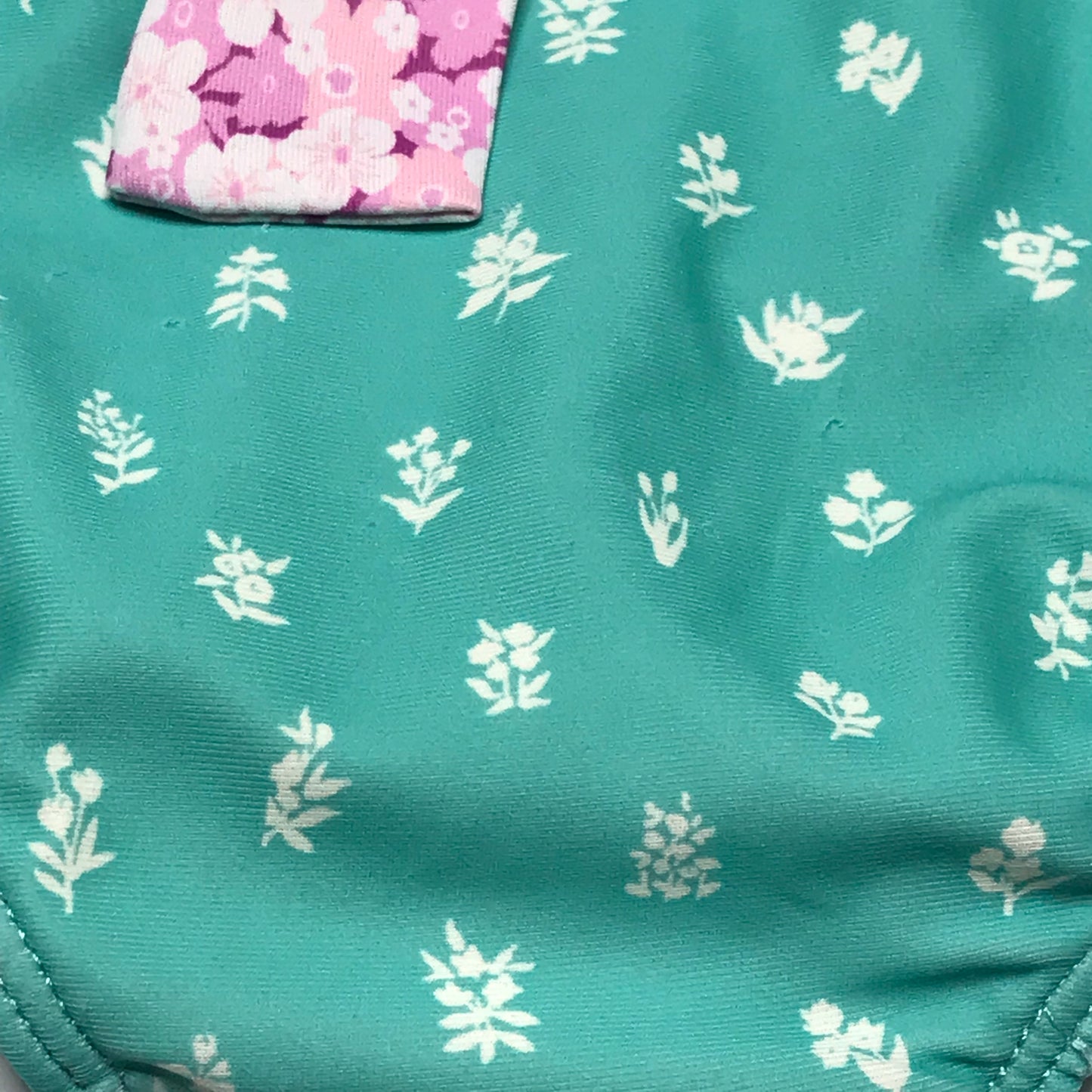 SweetHoney One Piece Swimsuit Aqua White Floral Girl Size 3T
