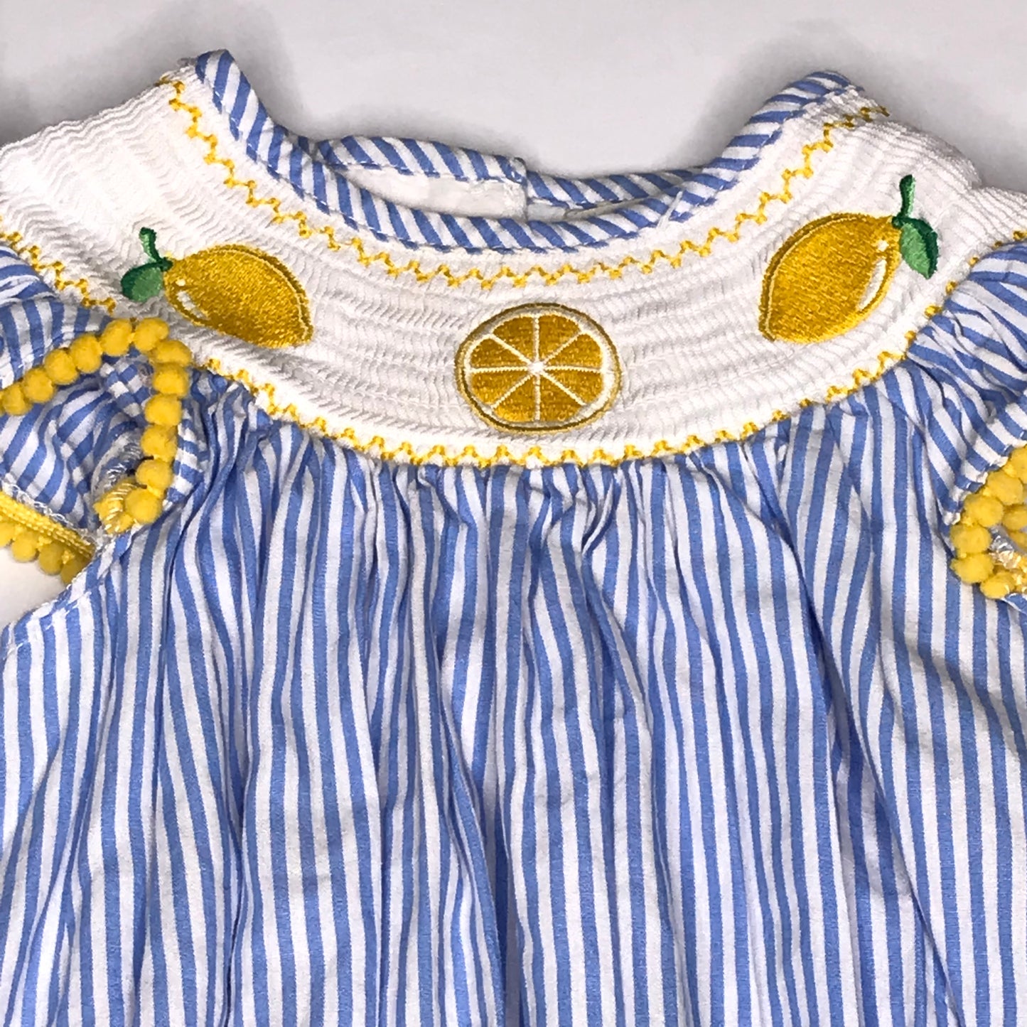 Lil Cactus Striped Lemons Smocked Bubble Romper Baby Girl Size 18-24M
