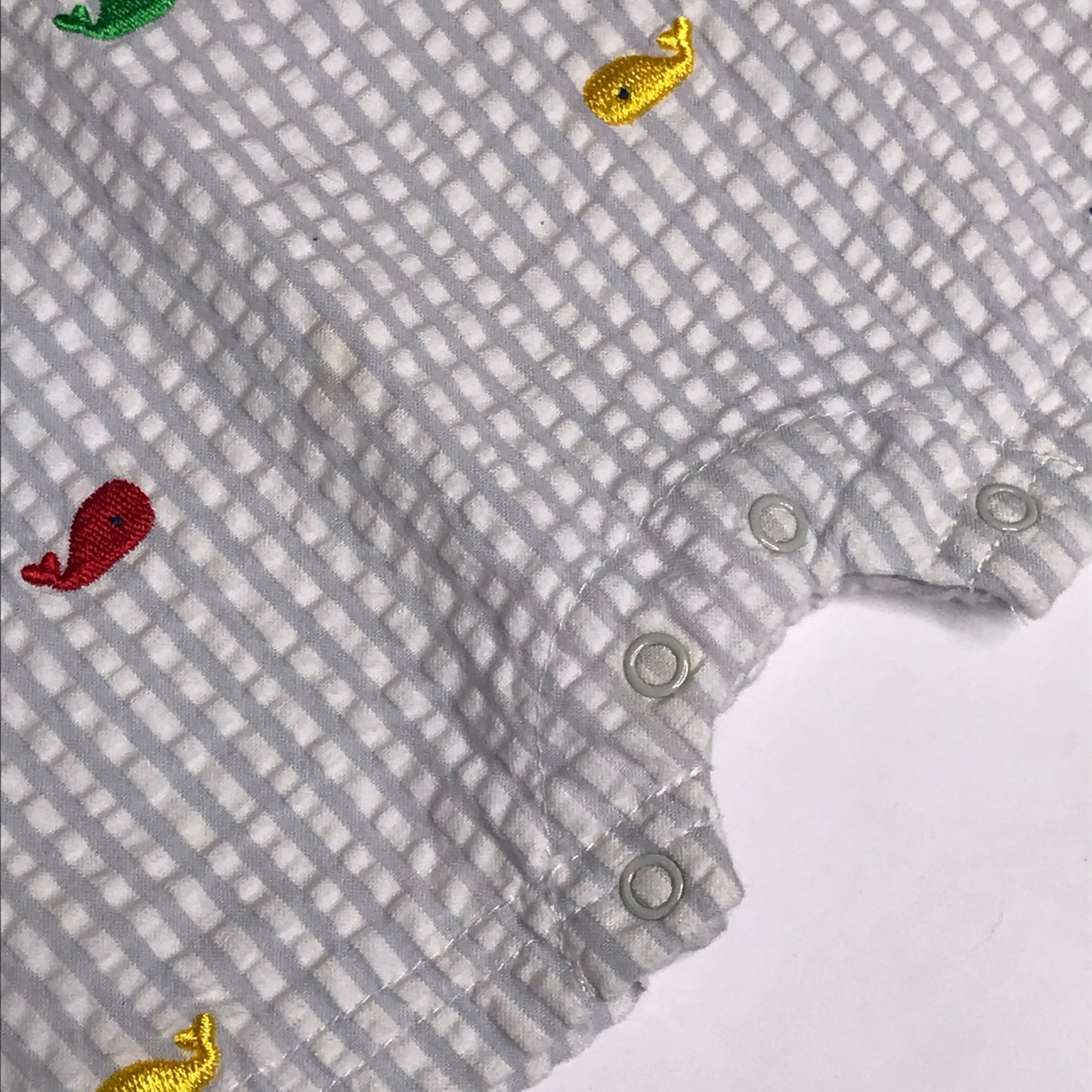 Little Me Baby Boy Jon Jon Whale Embroidered Seersucker Size 6M