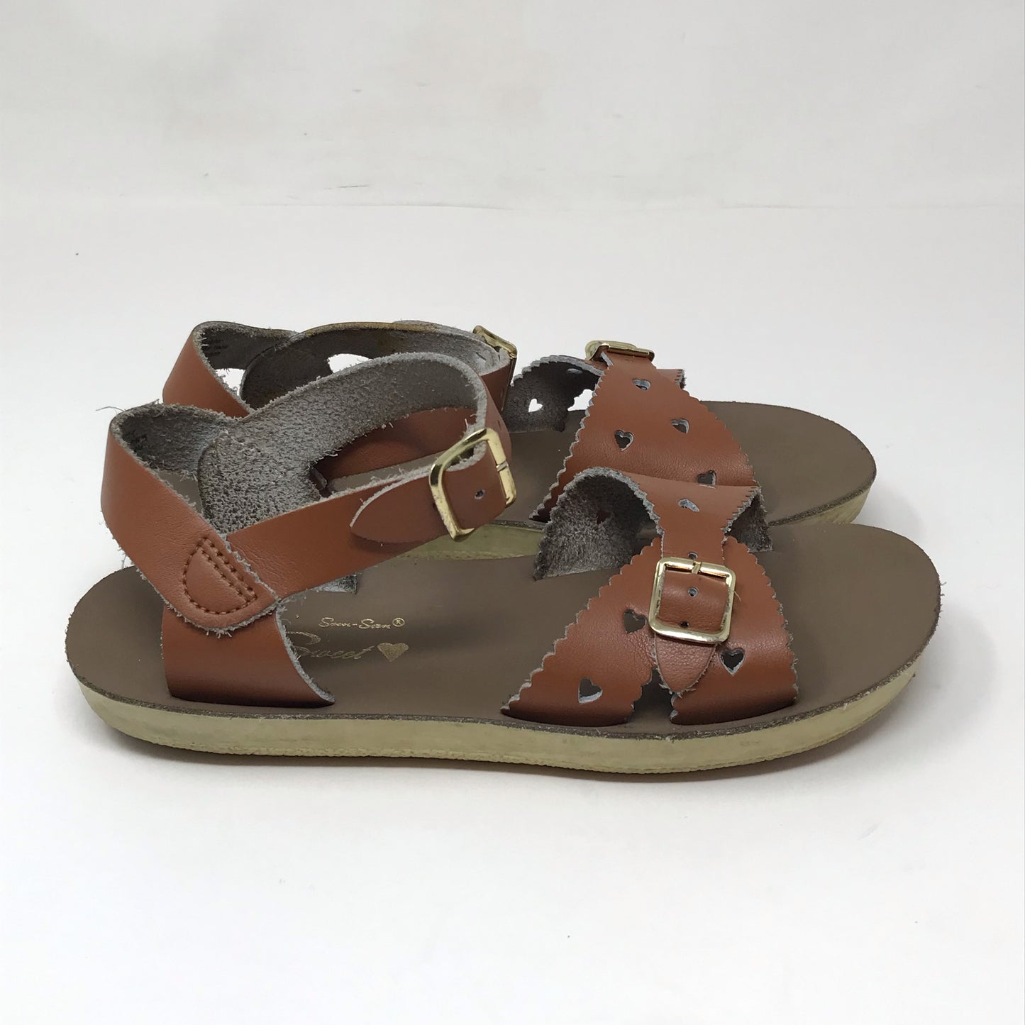 Sun-San Sweetheart Tan Leather Sandals Girl Size 13