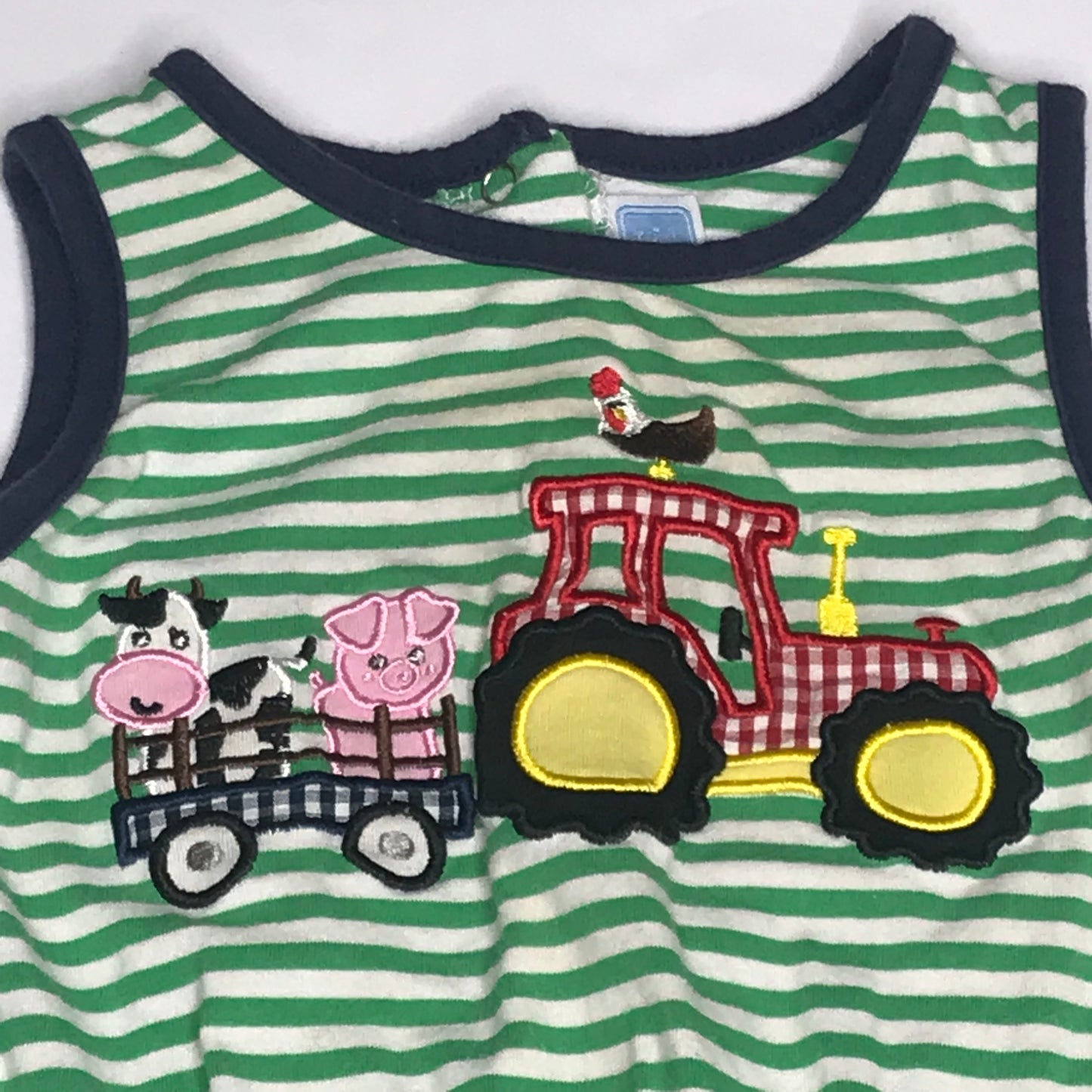 Trotter St. Tractor Striped Farm Tractor Bubble Baby Boy Size 24M
