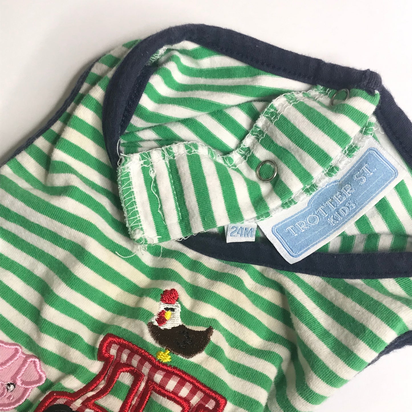 Trotter St. Tractor Striped Farm Tractor Bubble Baby Boy Size 24M