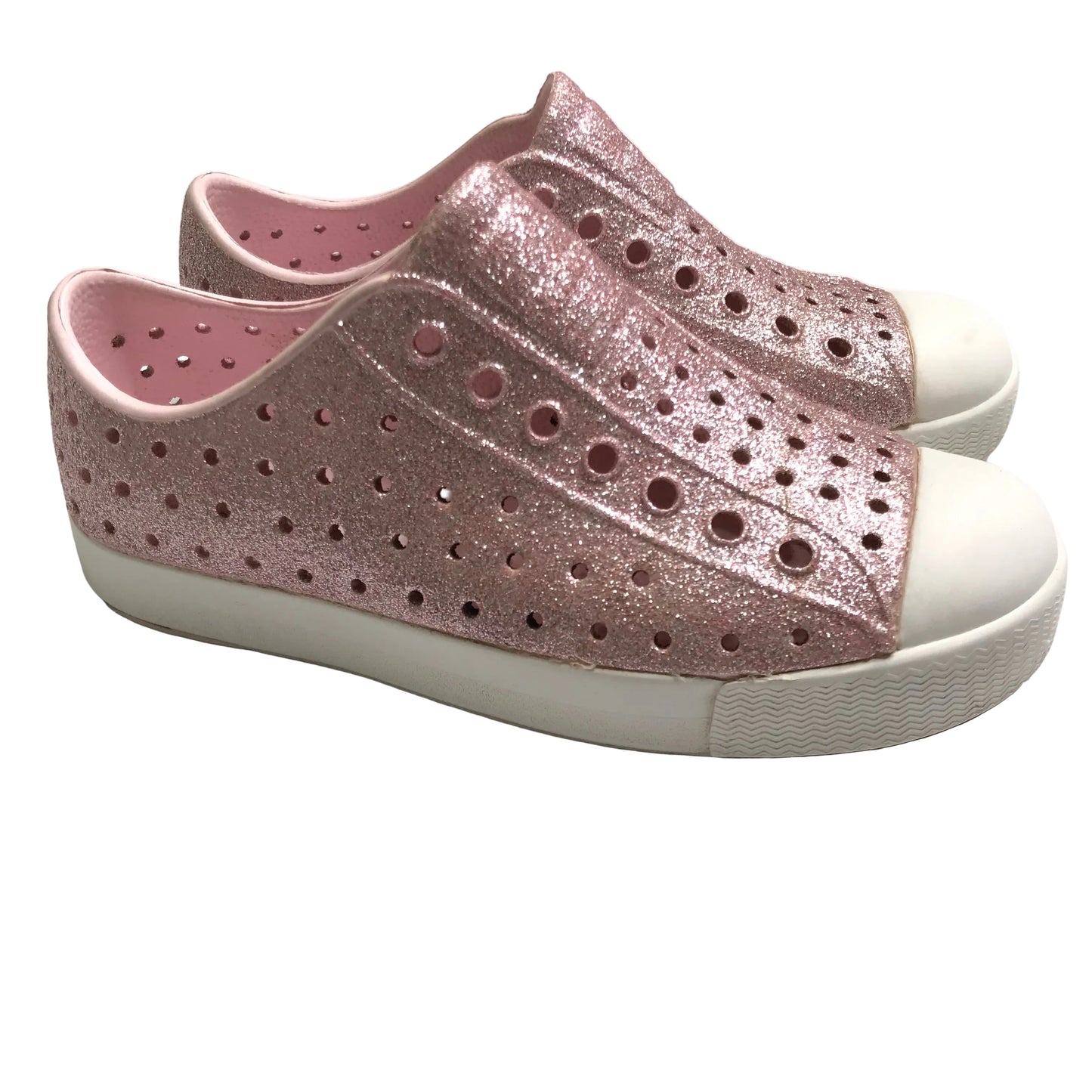 Native Jefferson Slip On Waterproof Sneakers Shoes Pink Glitter Girl Shoes Size C12