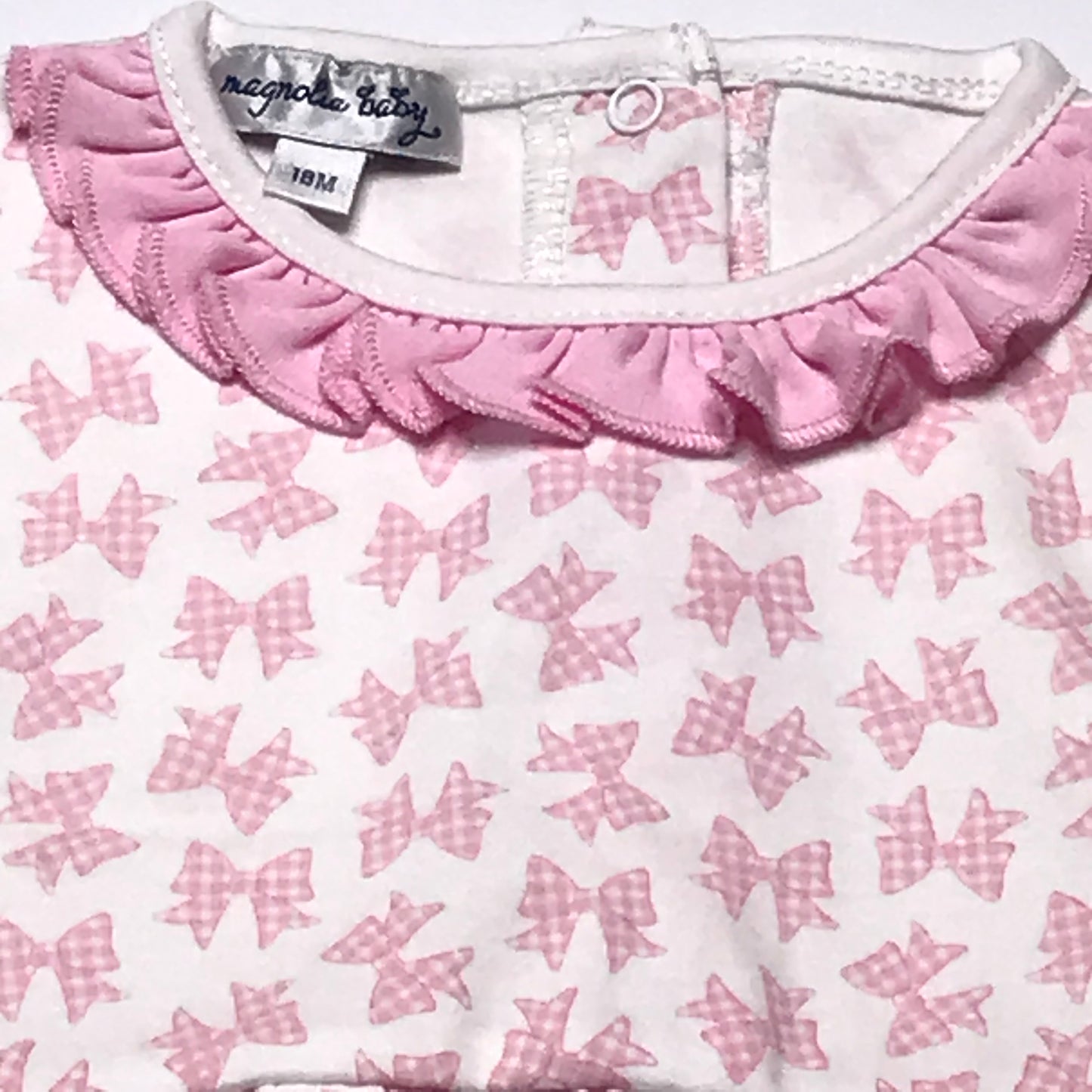 Magnolia Baby Bubble Bows White Pink Baby Girl Size 18M