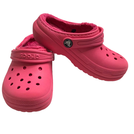 Crocs Classic Clogs Pink Fur Lined Girl Shoes Size 11C
