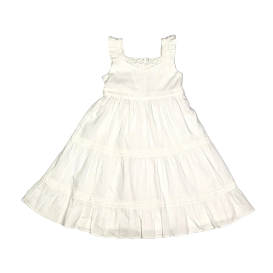 Strasburg White Lace Ruffle Tiered Maxi Dress Girls Size 3