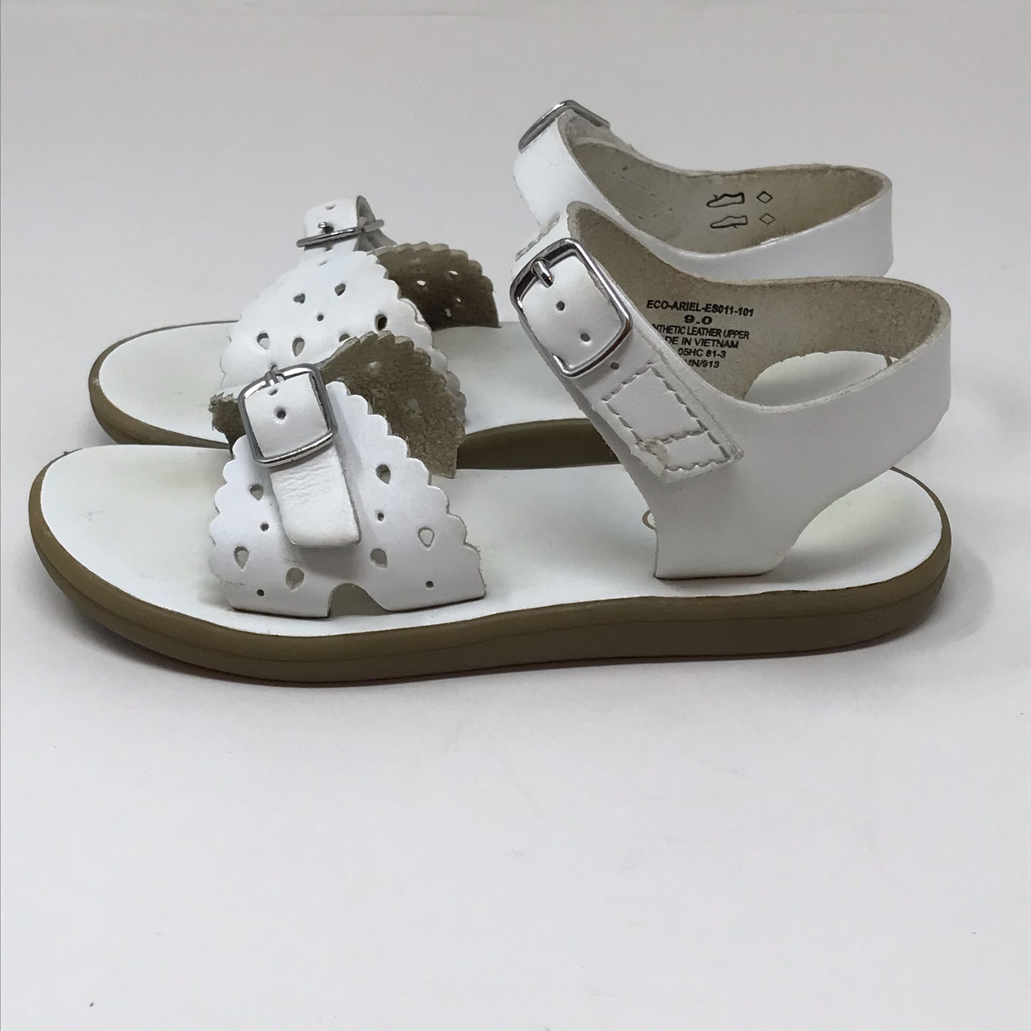 Footmates Ariel White Leather Sandals Girl Size 9
