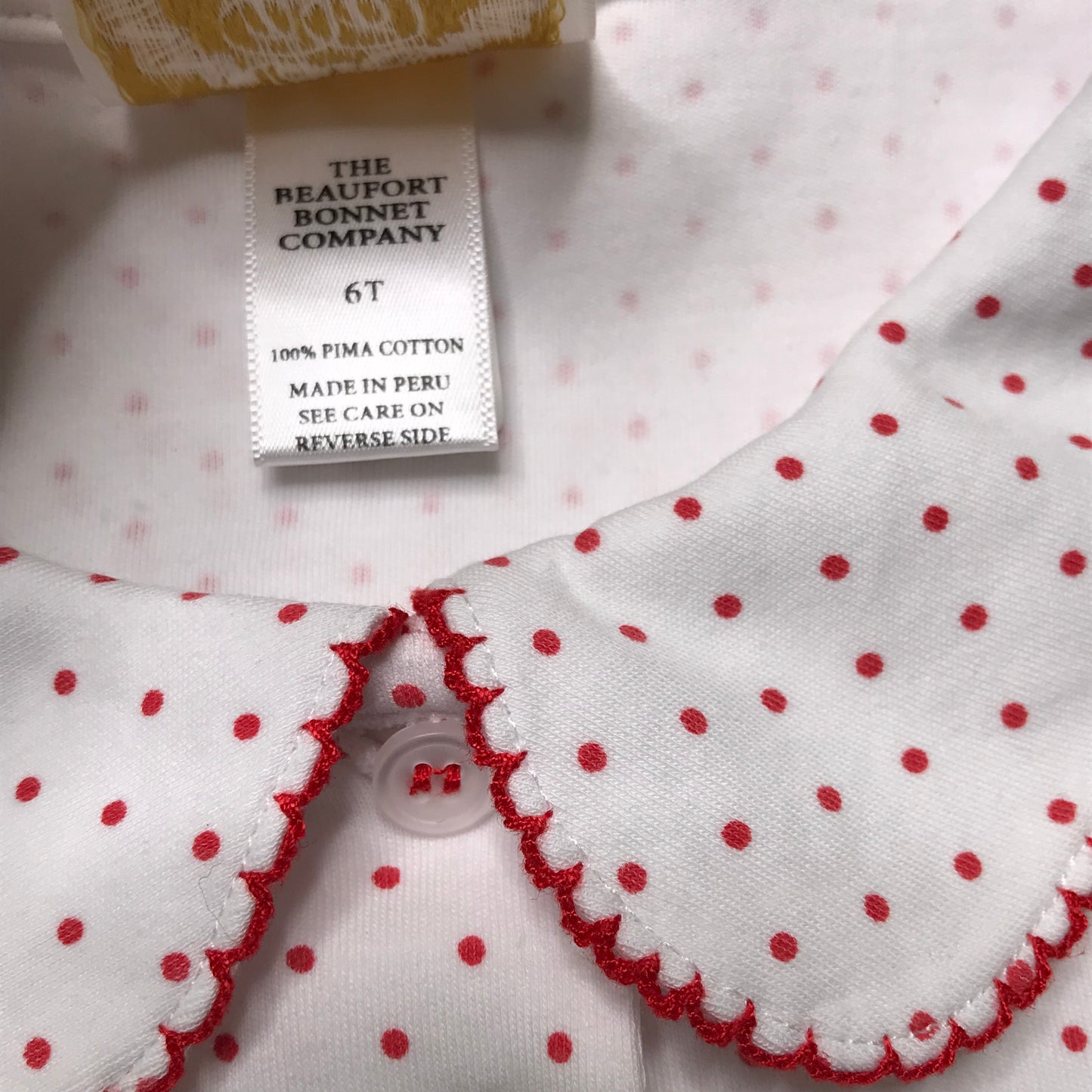 The Beaufort Bonnet Company TBBC Paige’s Playful Polo Micro Dots White Red Girl Size 6T