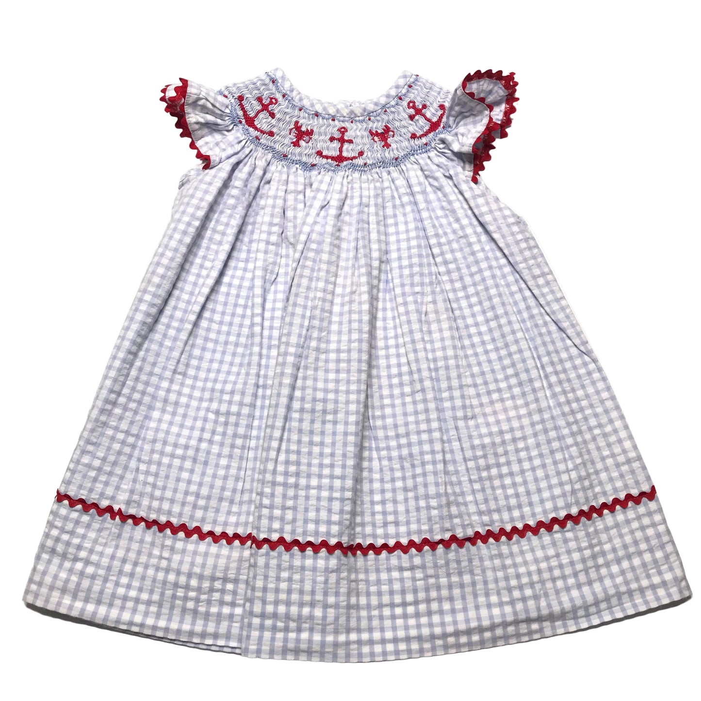 Shrimp & Grits Kids Nautical Smocked Dress Baby Girl Size 12M
