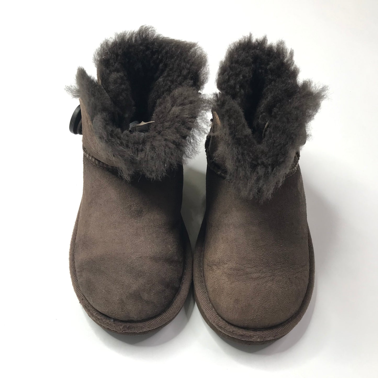 Ugg Mini Short Bailey Button Boots Brown Shoes Girls Size 10